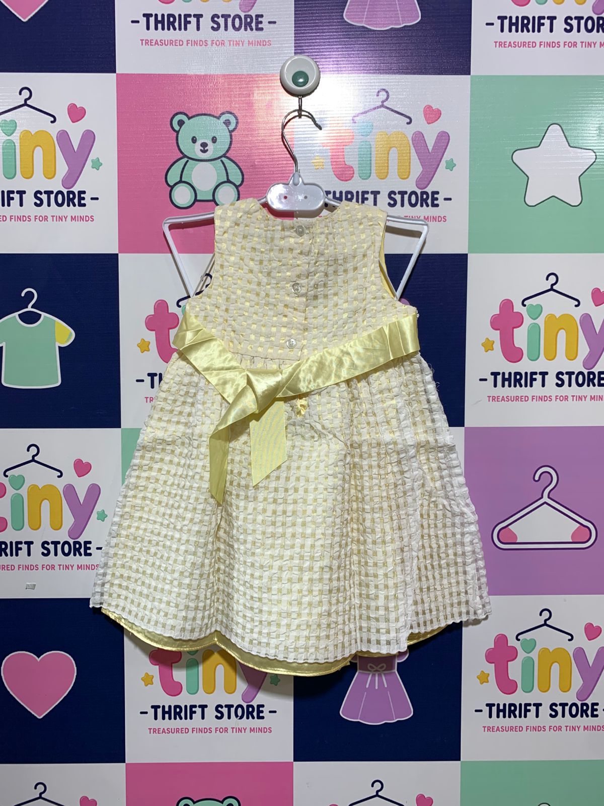 Disney Toddler Girls Yellow Seersucker Party Dress - Size 2-3 Years AB1