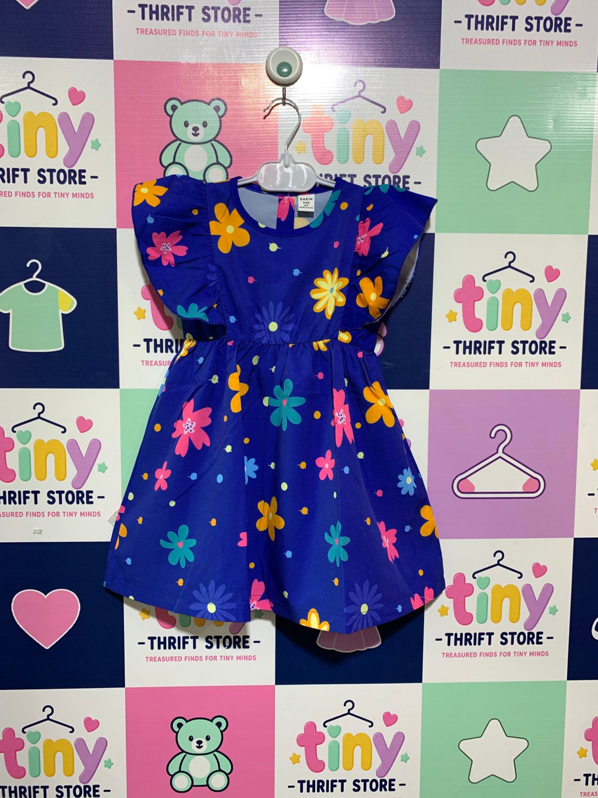 SHEIN Toddler Girls Vibrant Floral Flutter Sleeve Dress - Size 4Y AB1