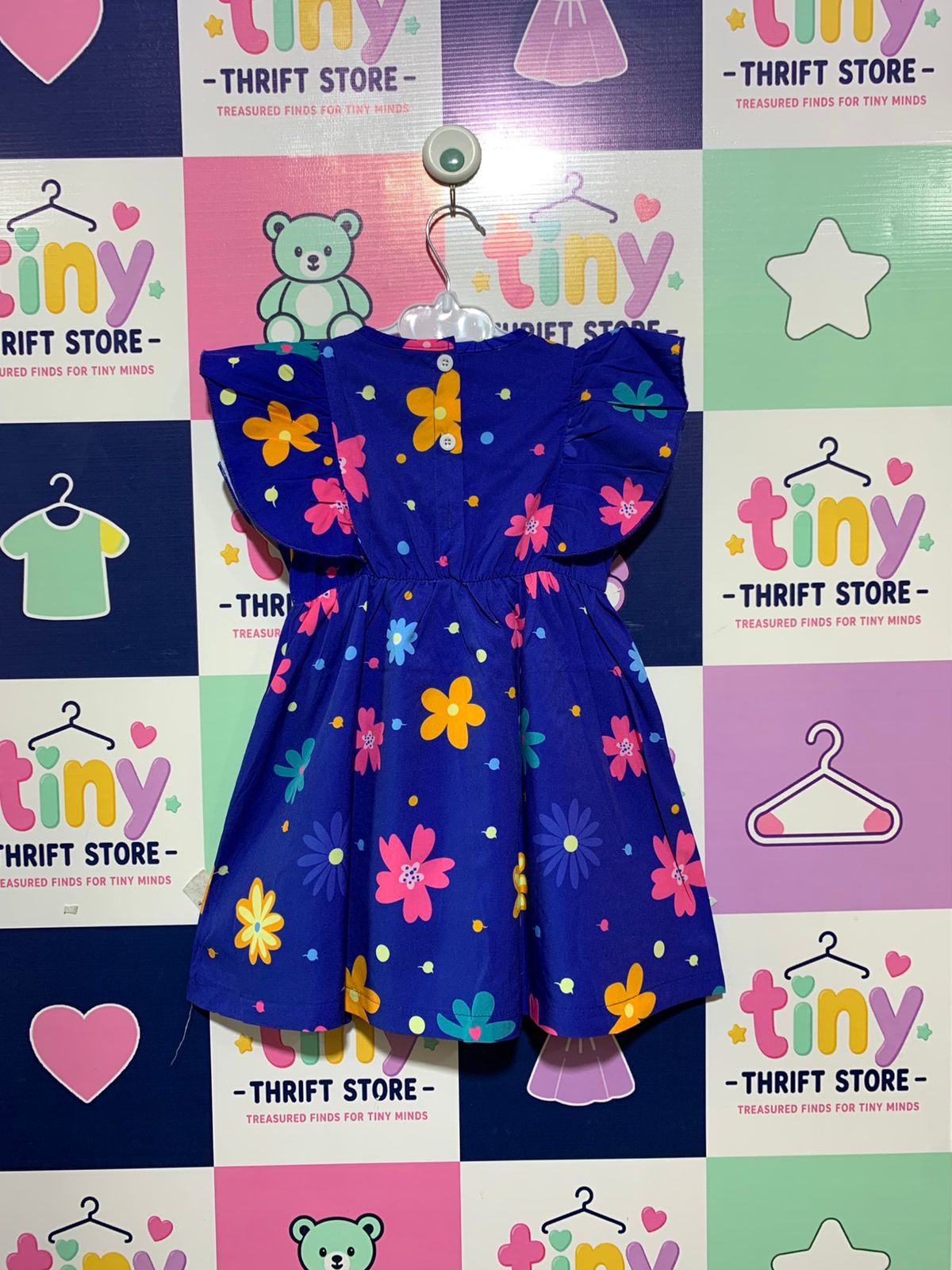 SHEIN Toddler Girls Vibrant Floral Flutter Sleeve Dress - Size 4Y AB1