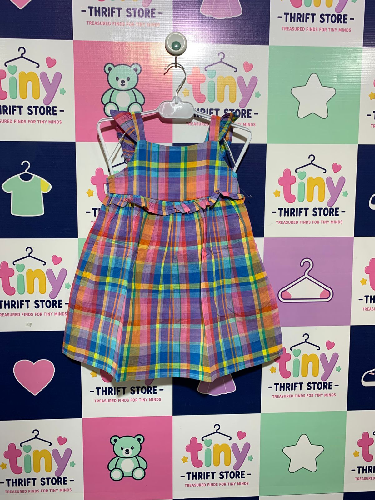 Cat & Jack Toddler Girls Colorful Plaid Ruffle Dress - Size 4T AB1