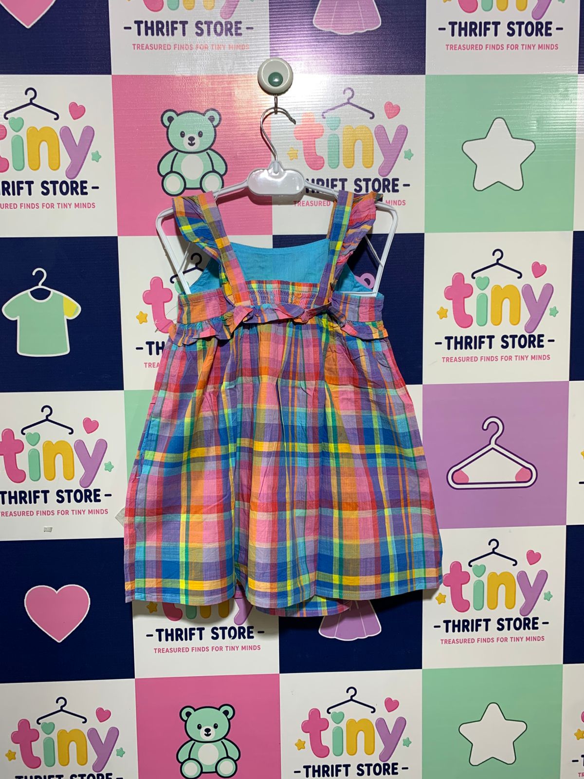 Cat & Jack Toddler Girls Colorful Plaid Ruffle Dress - Size 4T AB1