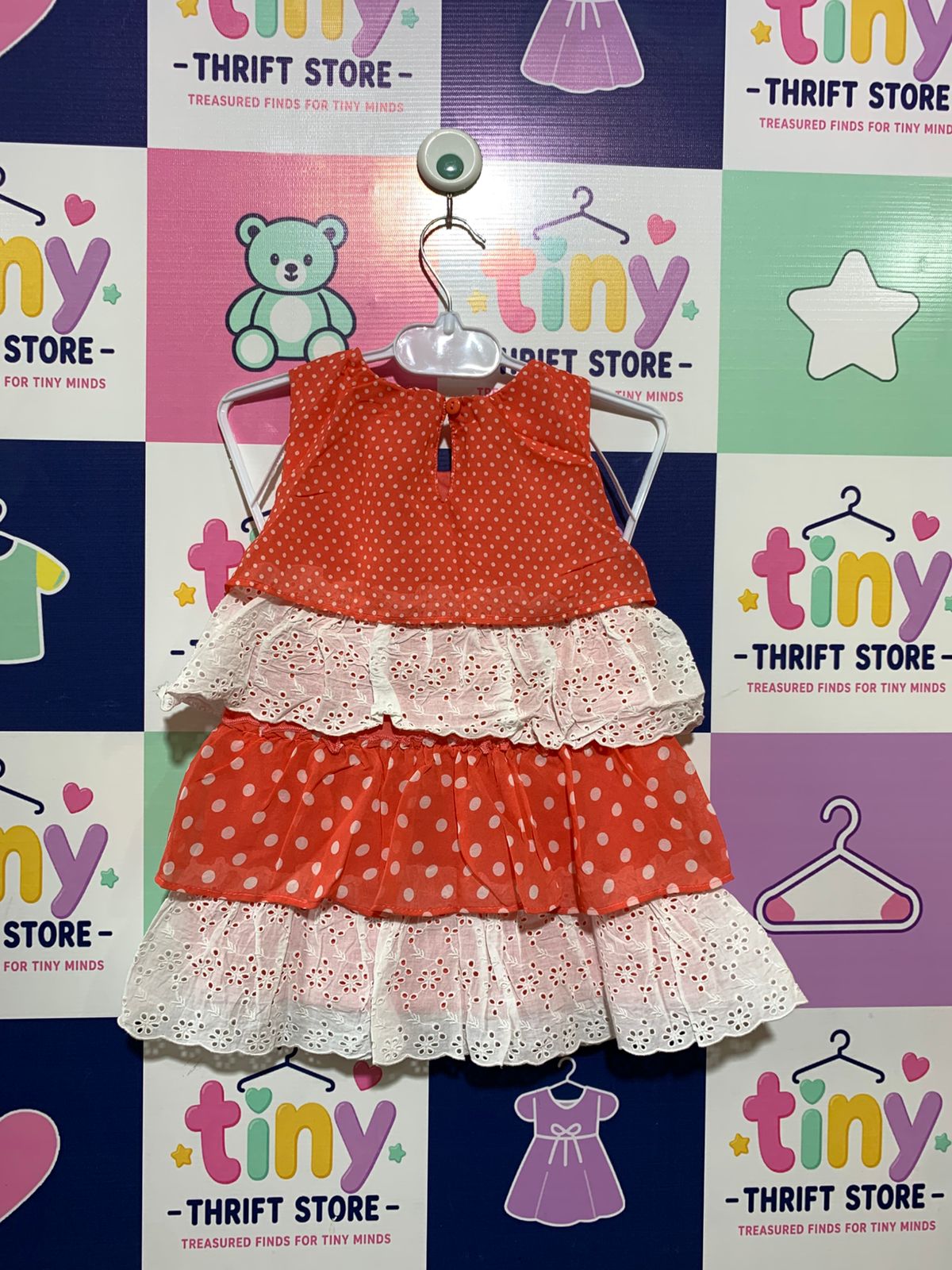 Rare Editions Toddler Girls Polka Dot & Eyelet Tiered Party Dress - Size 4 AB1