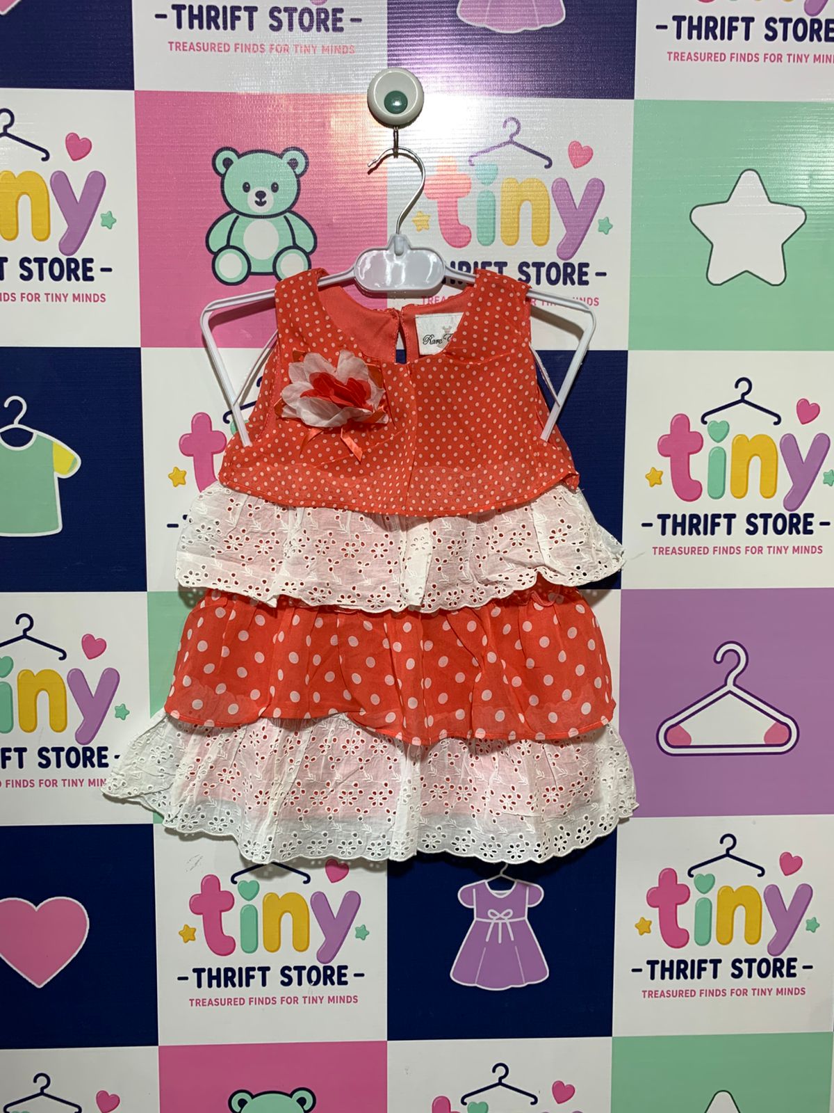 Rare Editions Toddler Girls Polka Dot & Eyelet Tiered Party Dress - Size 4 AB1