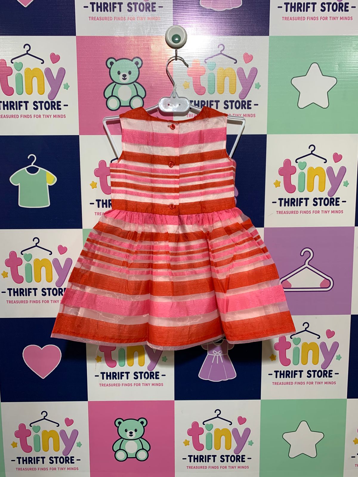 The Children's Place Toddler Girls Striped Organza Party Dress - Size 3T AB1