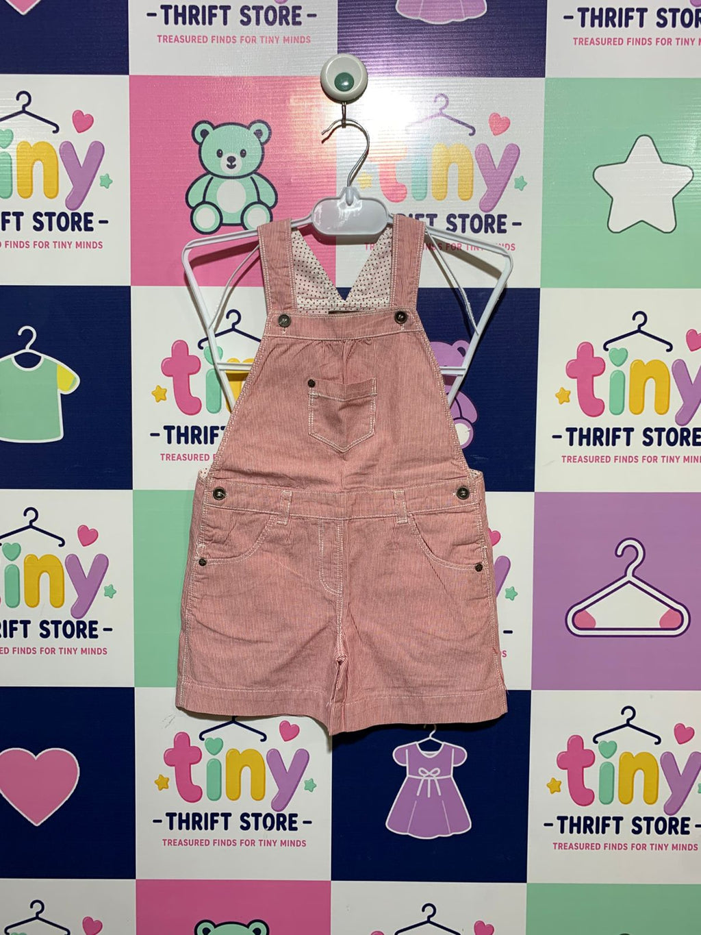 Bout'chou Toddler Girls Red Striped Dungaree Shorts - Size 3 Years AB1