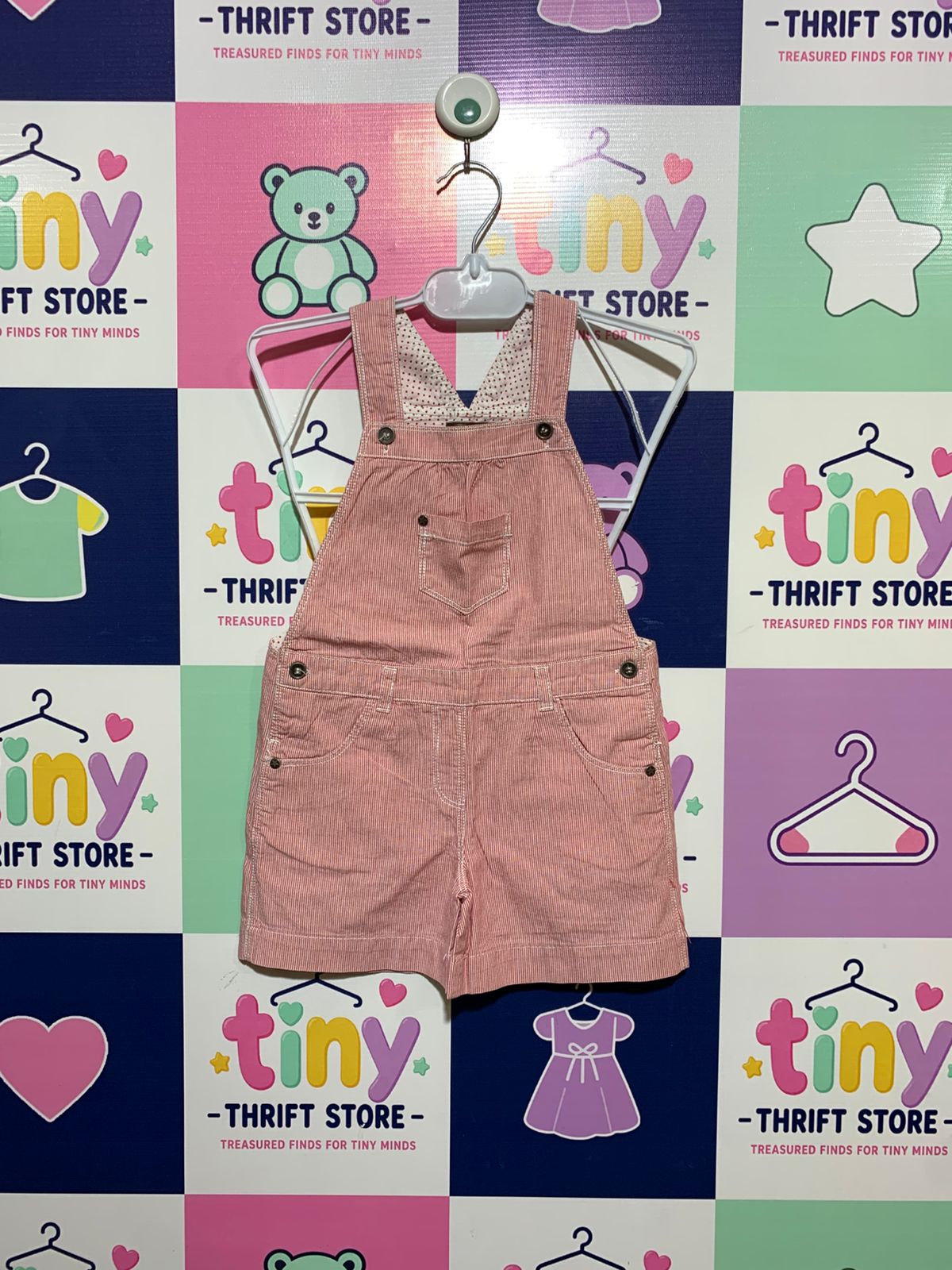 Bout'chou Toddler Girls Red Striped Dungaree Shorts - Size 3 Years AB1