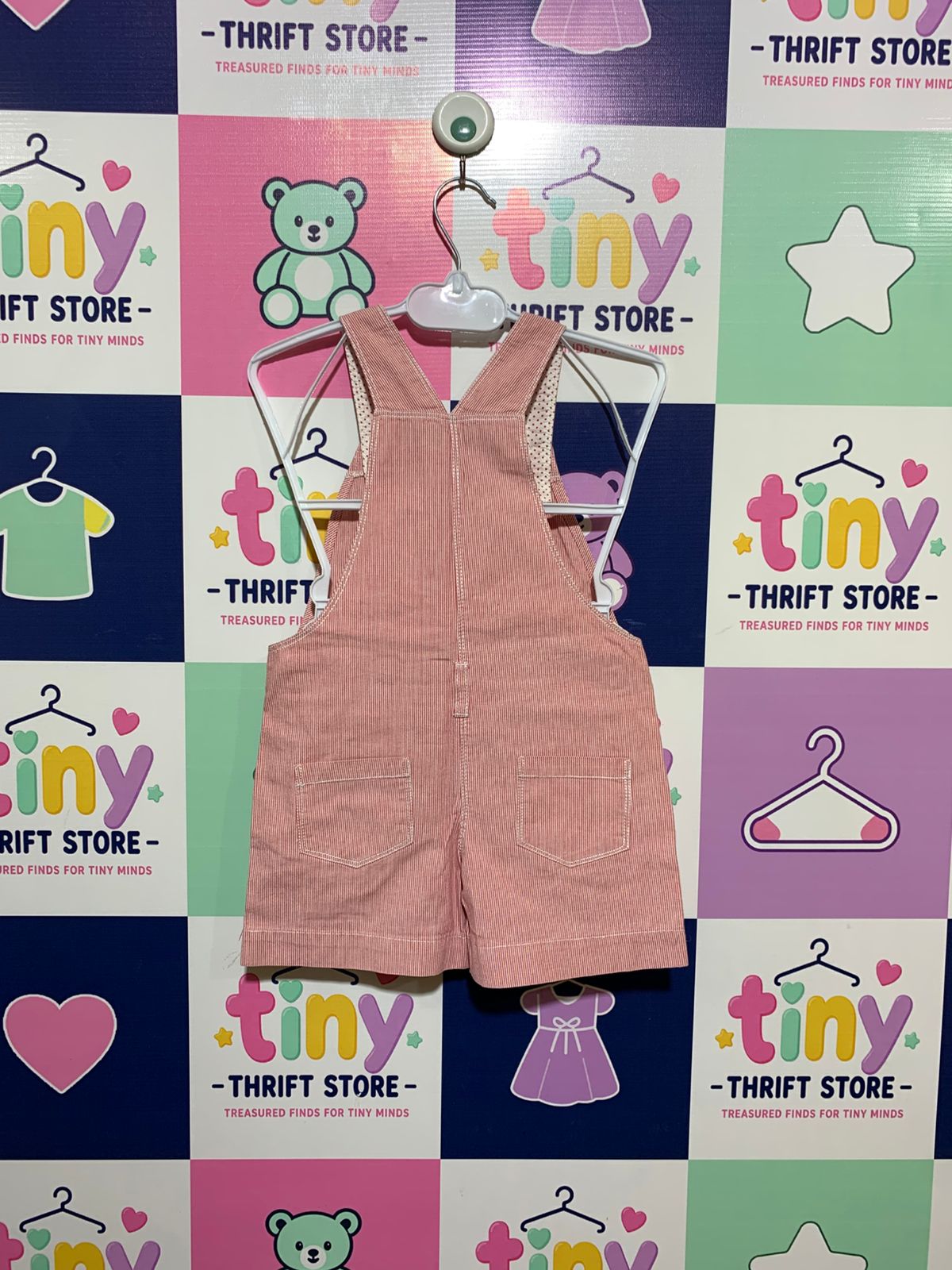 Bout'chou Toddler Girls Red Striped Dungaree Shorts - Size 3 Years AB1