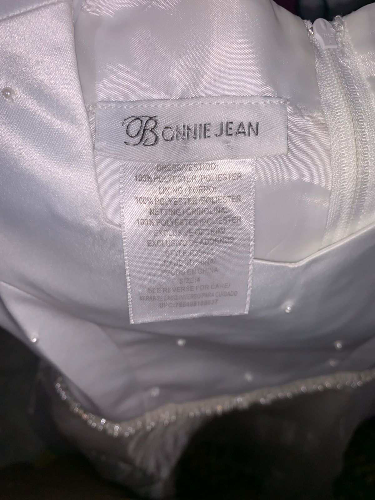 Bonnie Jean Girls White Shimmer Tulle Party Dress - Size 4 AB1