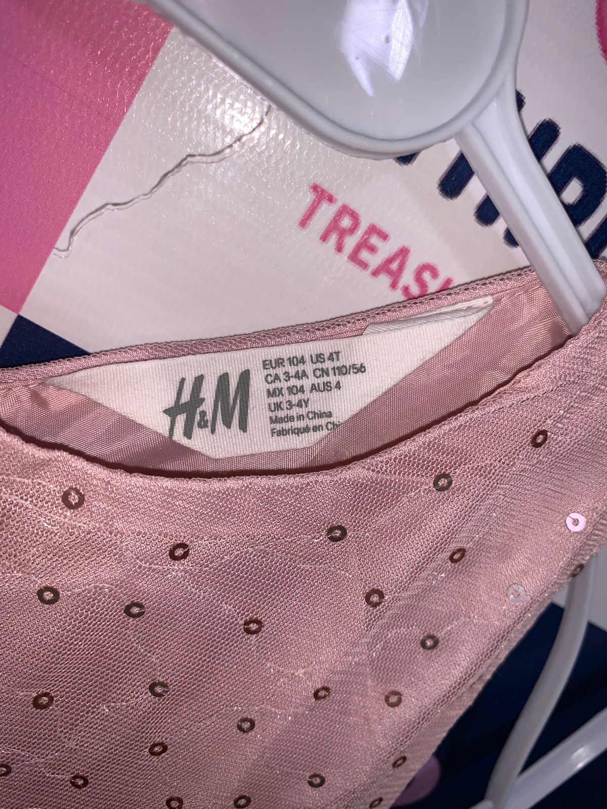 H&M Toddler Girls Rose Gold Sequin Star Tulle Dress - Size 4T AB1