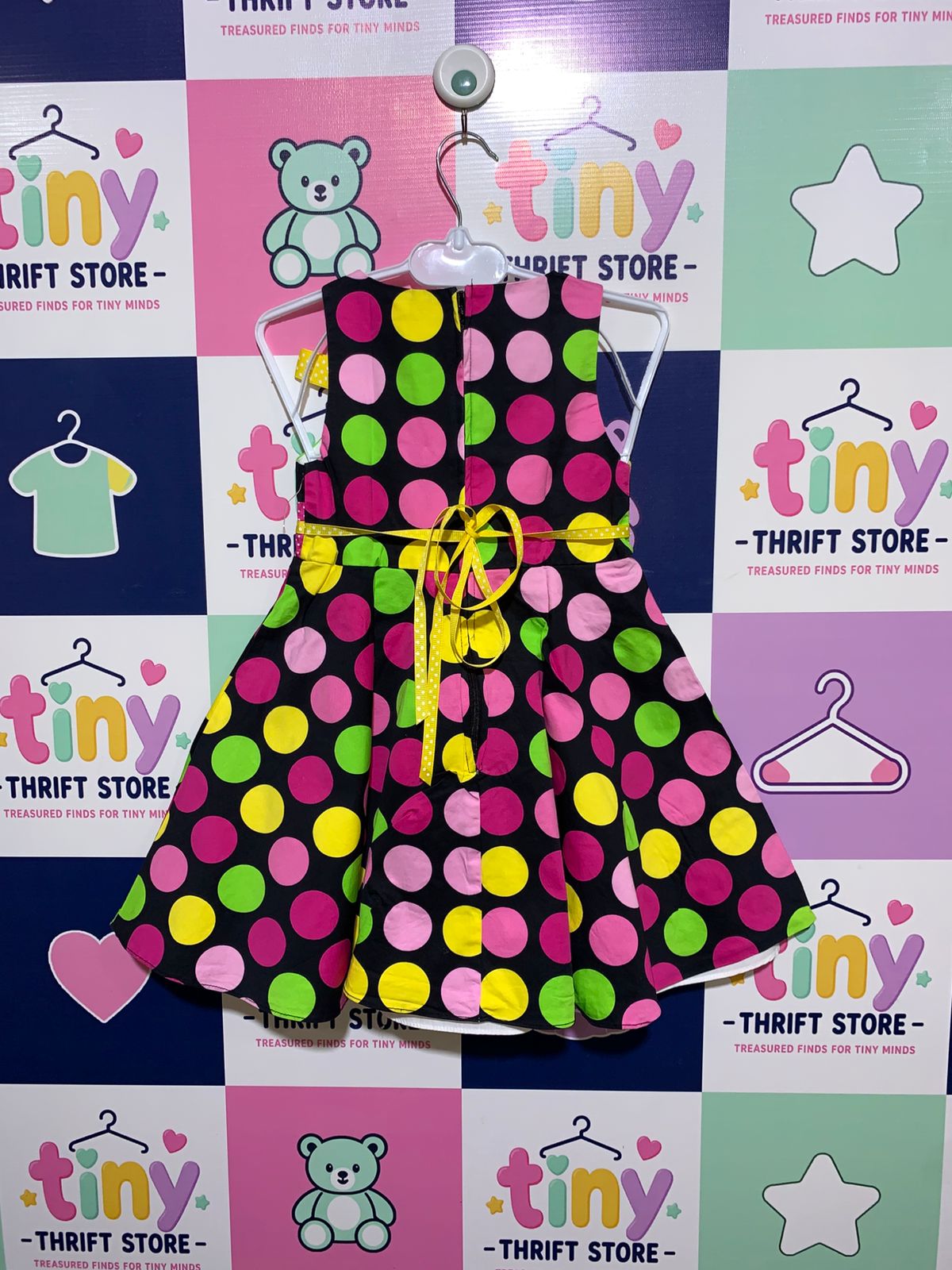 Rare Editions Toddler Girls Neon Polka Dot Party Dress - Size 4T AB1