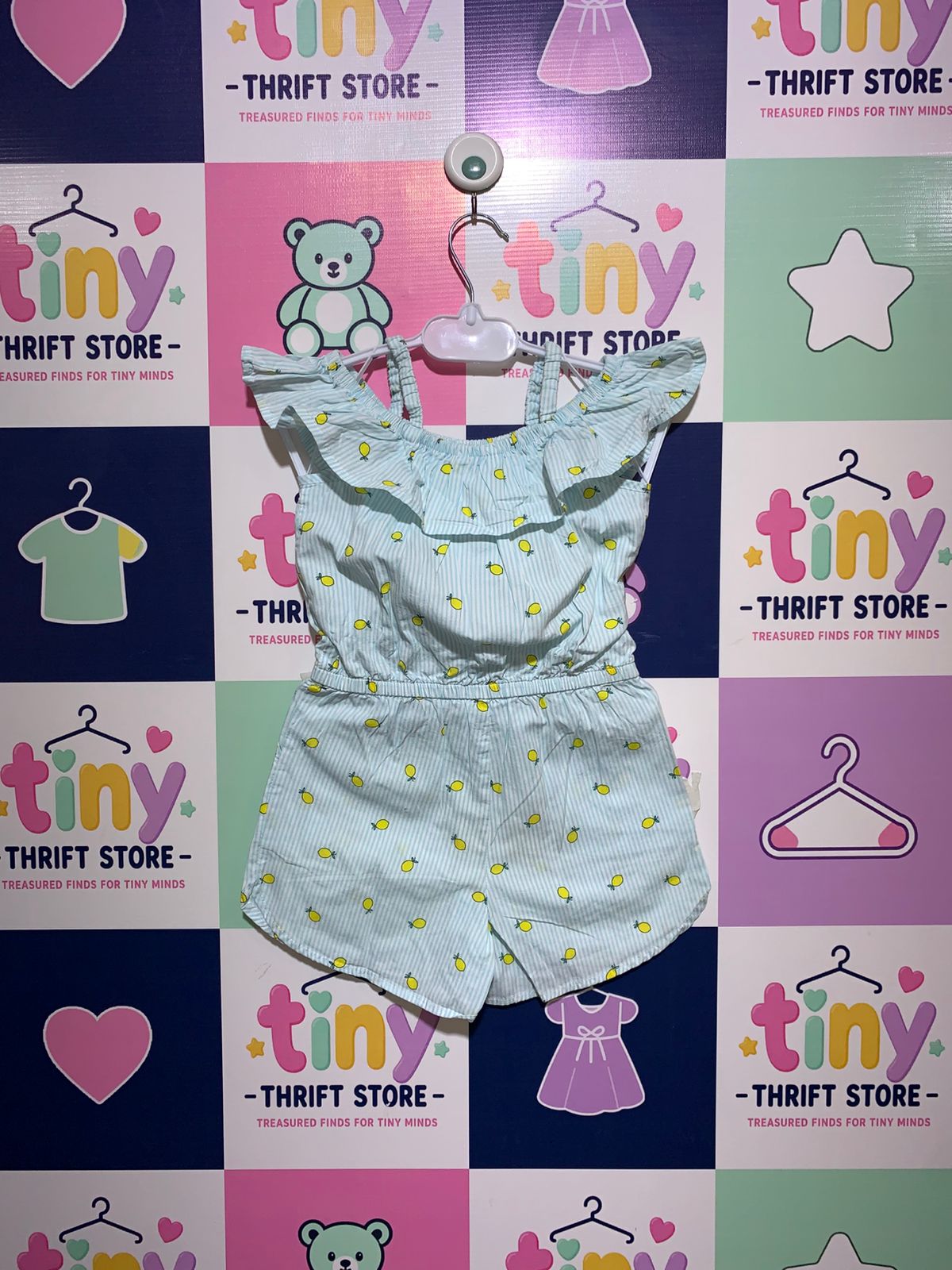 George Toddler Girls Lemon Print Ruffle Romper - Size 4T AB1
