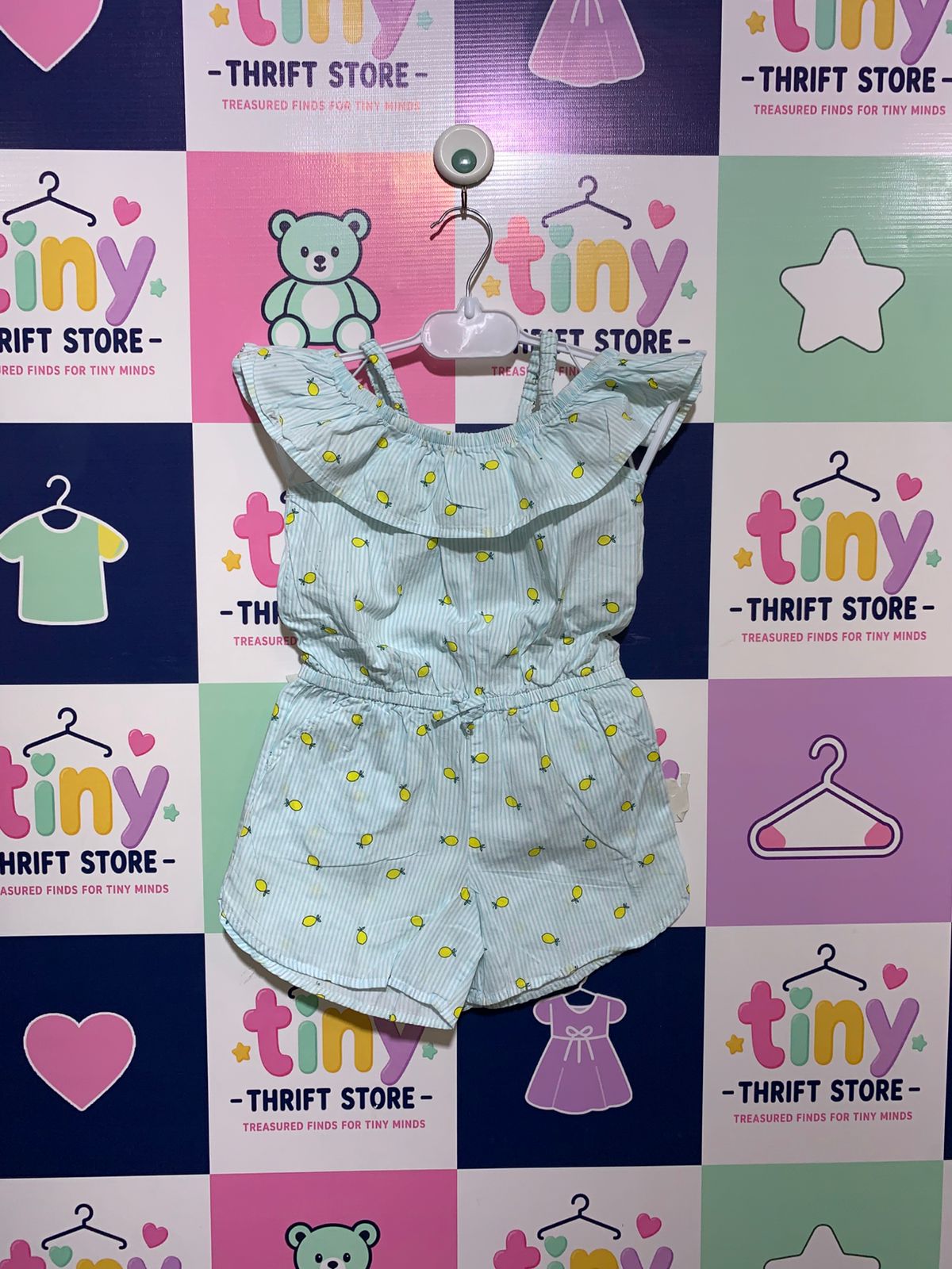 George Toddler Girls Lemon Print Ruffle Romper - Size 4T AB1