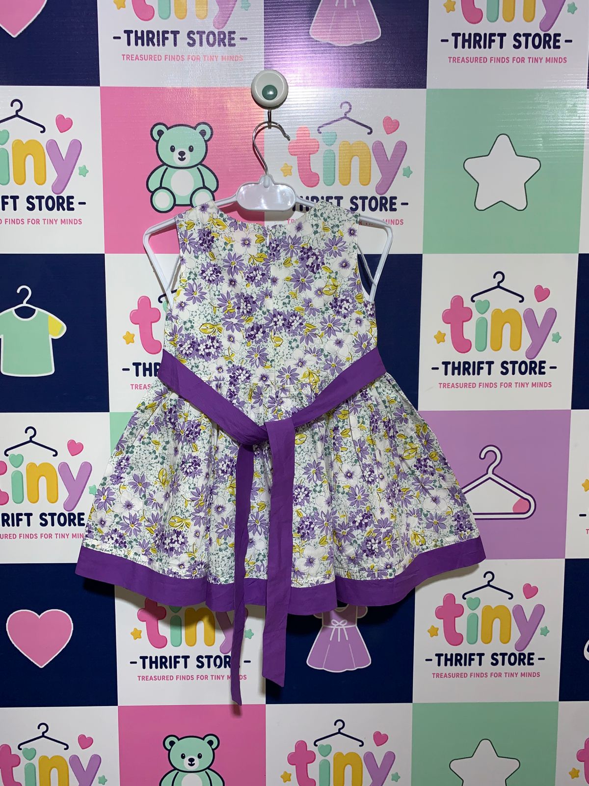 Sunboree Toddler Girls Purple Floral Party Dress - Size 4-5 Years AB1