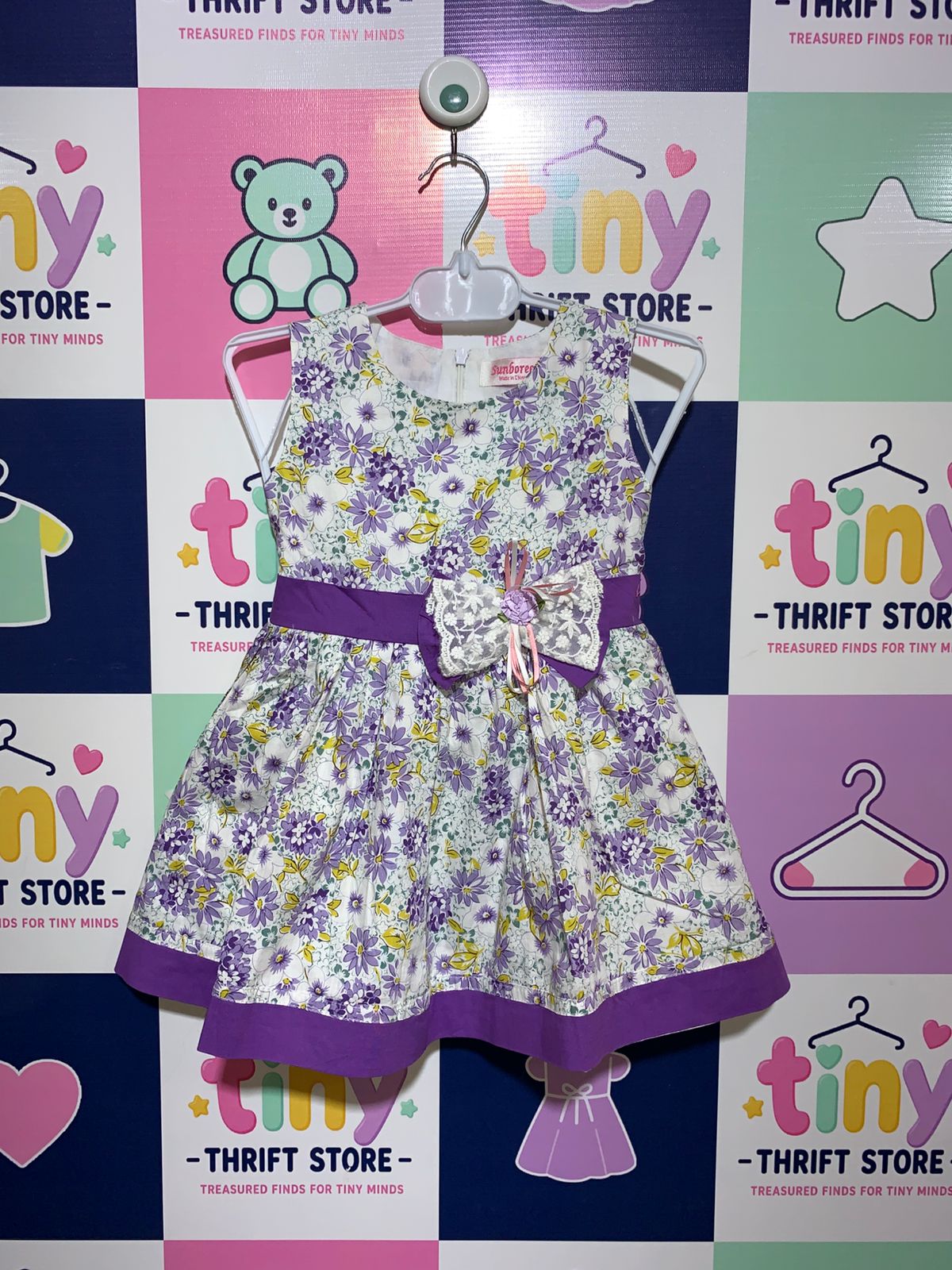 Sunboree Toddler Girls Purple Floral Party Dress - Size 4-5 Years AB1