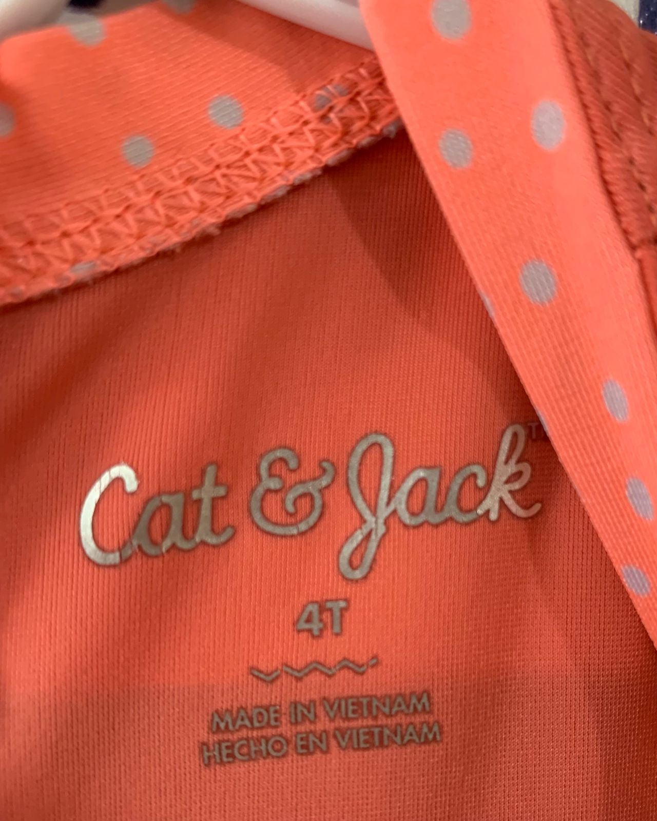 Cat & Jack Toddler Girls Coral Summer Icons One-Piece Swimsuit - Size 4T AB1