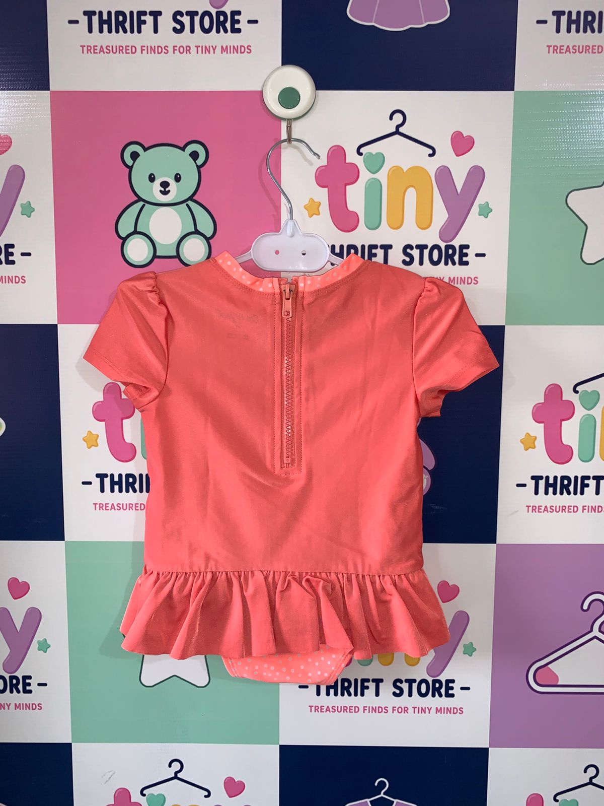 Cat & Jack Toddler Girls Coral Summer Icons One-Piece Swimsuit - Size 4T AB1