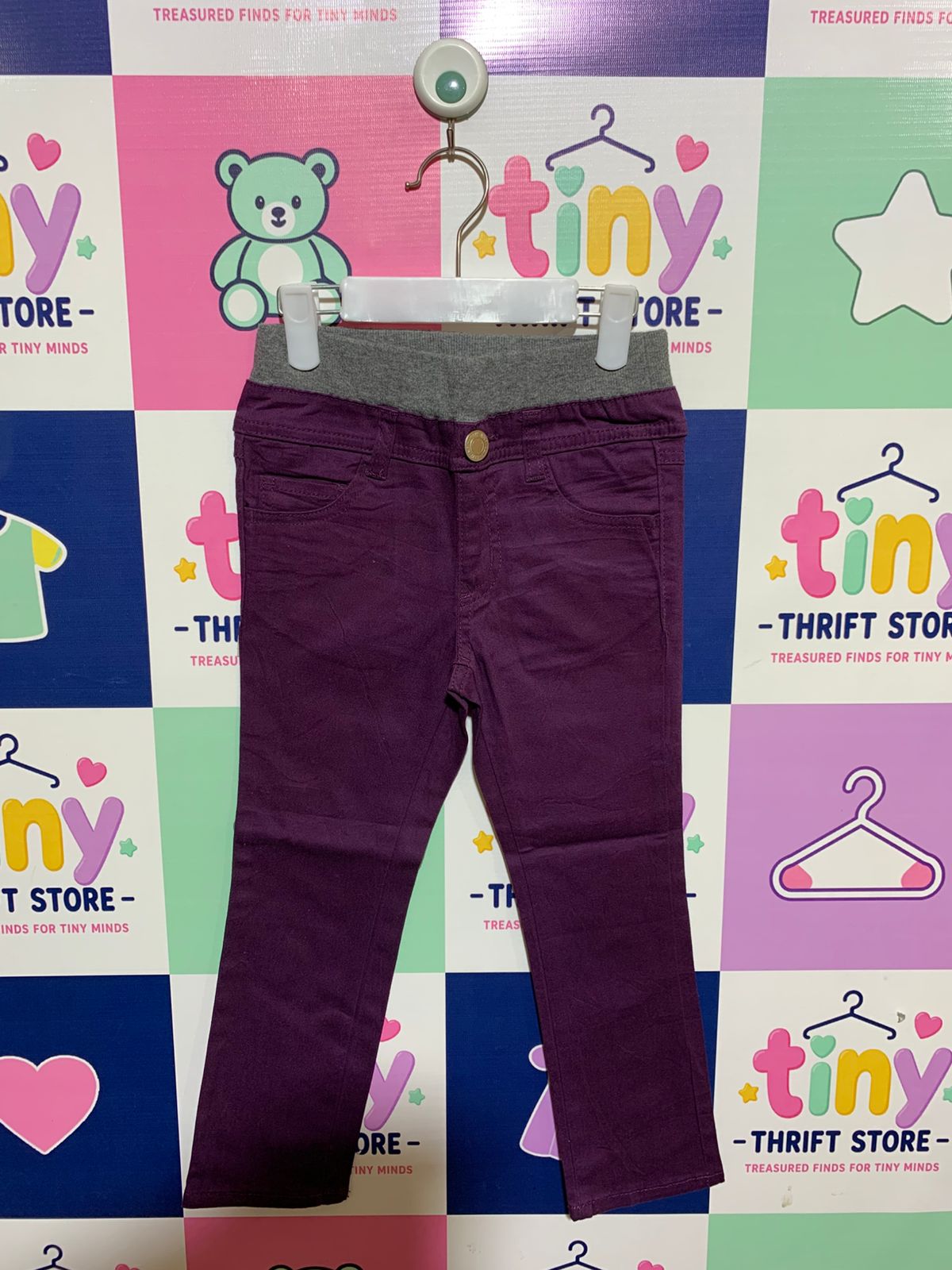 NAVY Kids Purple Comfort Stretch Twill Pants - Size 4-5 Years AB1
