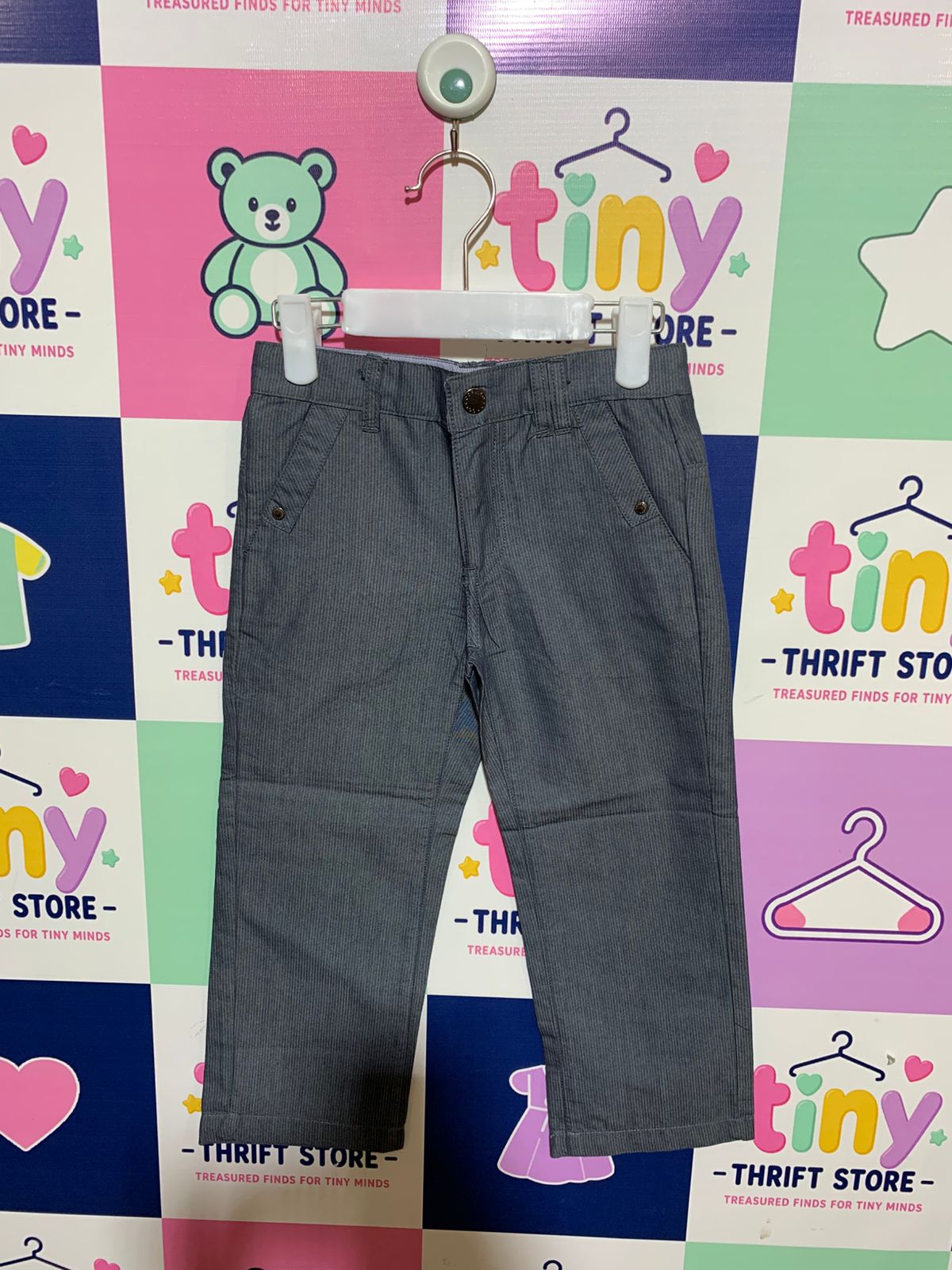 Coccodrillo Boys Grey Pinstripe Chino Pants - Size 4 Years AB1