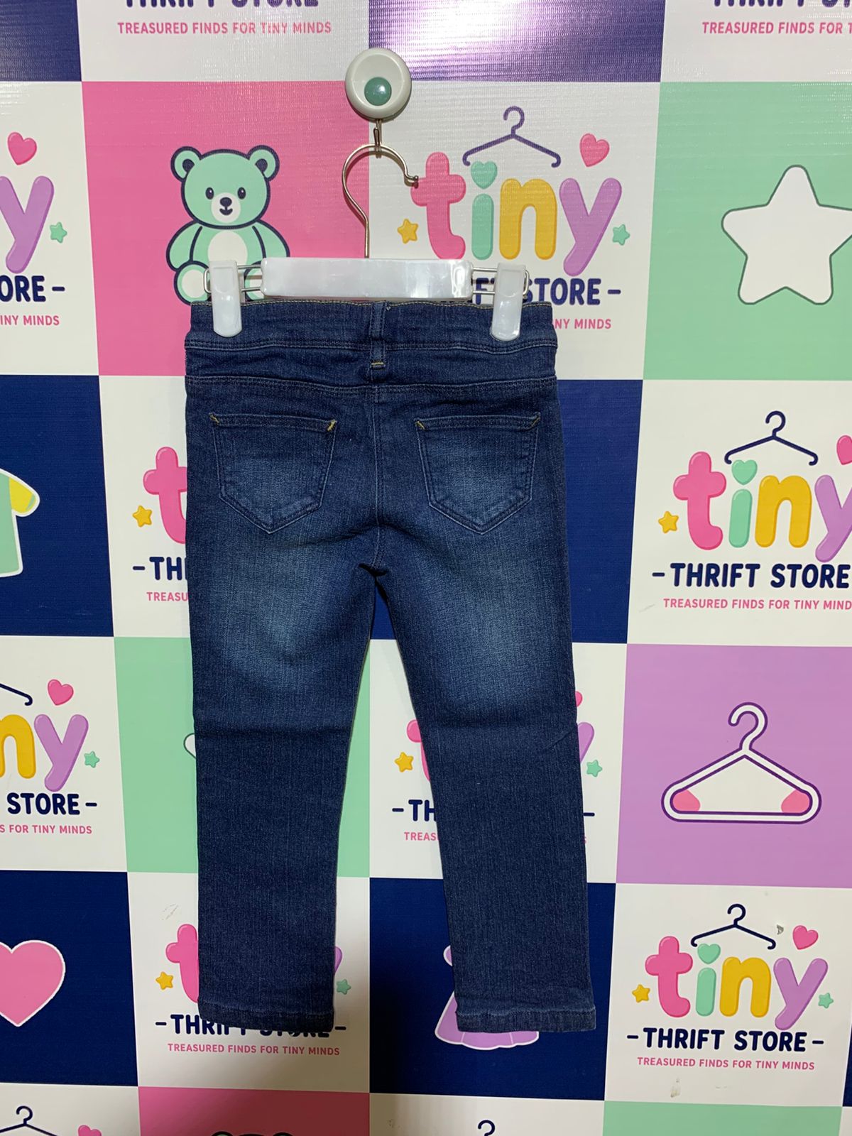 Palomino & Petit Main Girls' Dark Wash Sequin Patch Skinny Jeans - Size 3-4 Years AB1