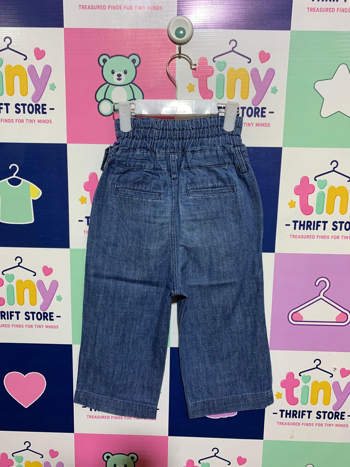 Petit Main Girls' High-Waisted Paperbag Denim Culottes - Size 3-4 Years AB1