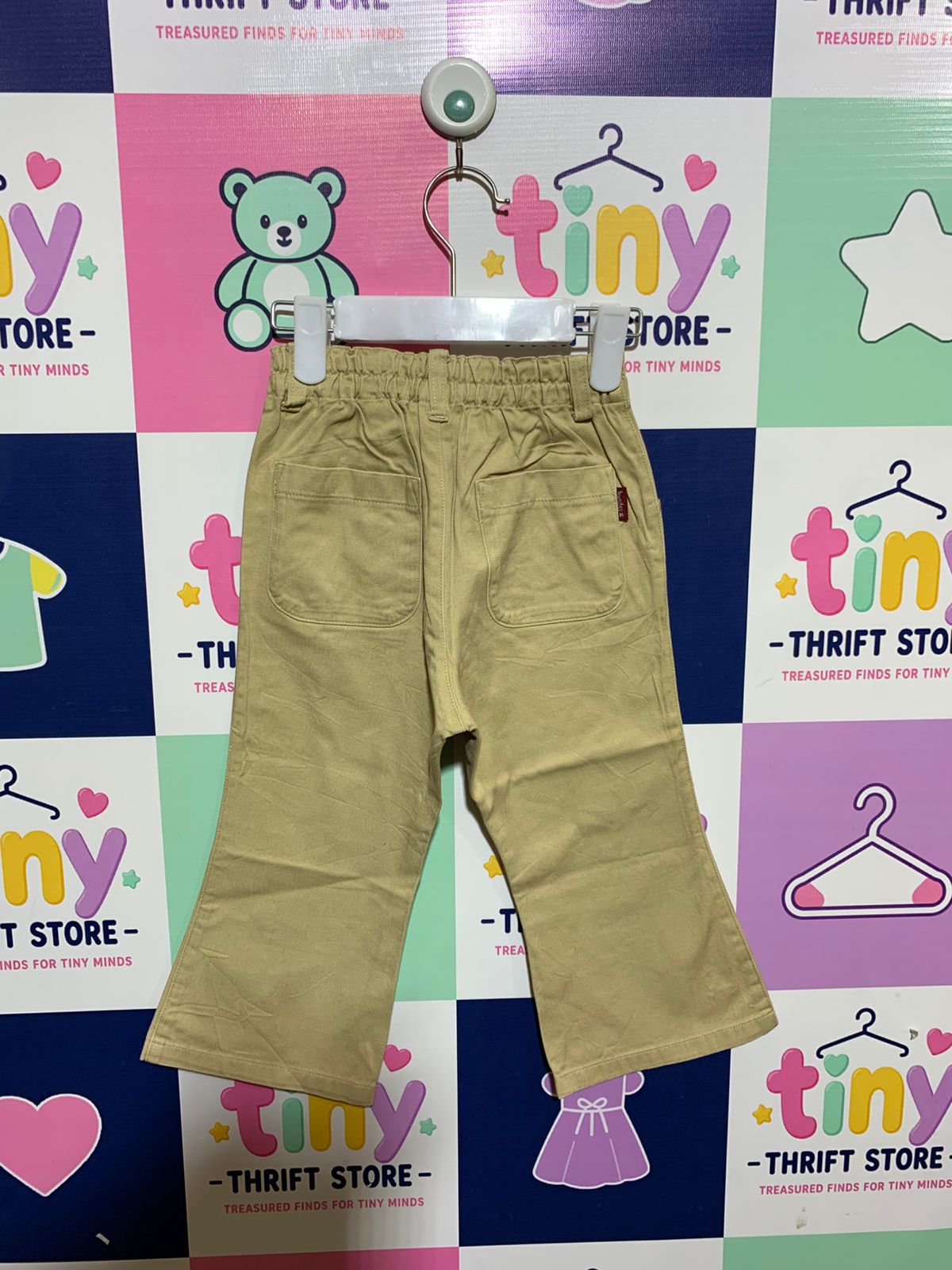 ANSH Kids Beige Cotton Twill Flare Pants - Size 3-4 Years AB1