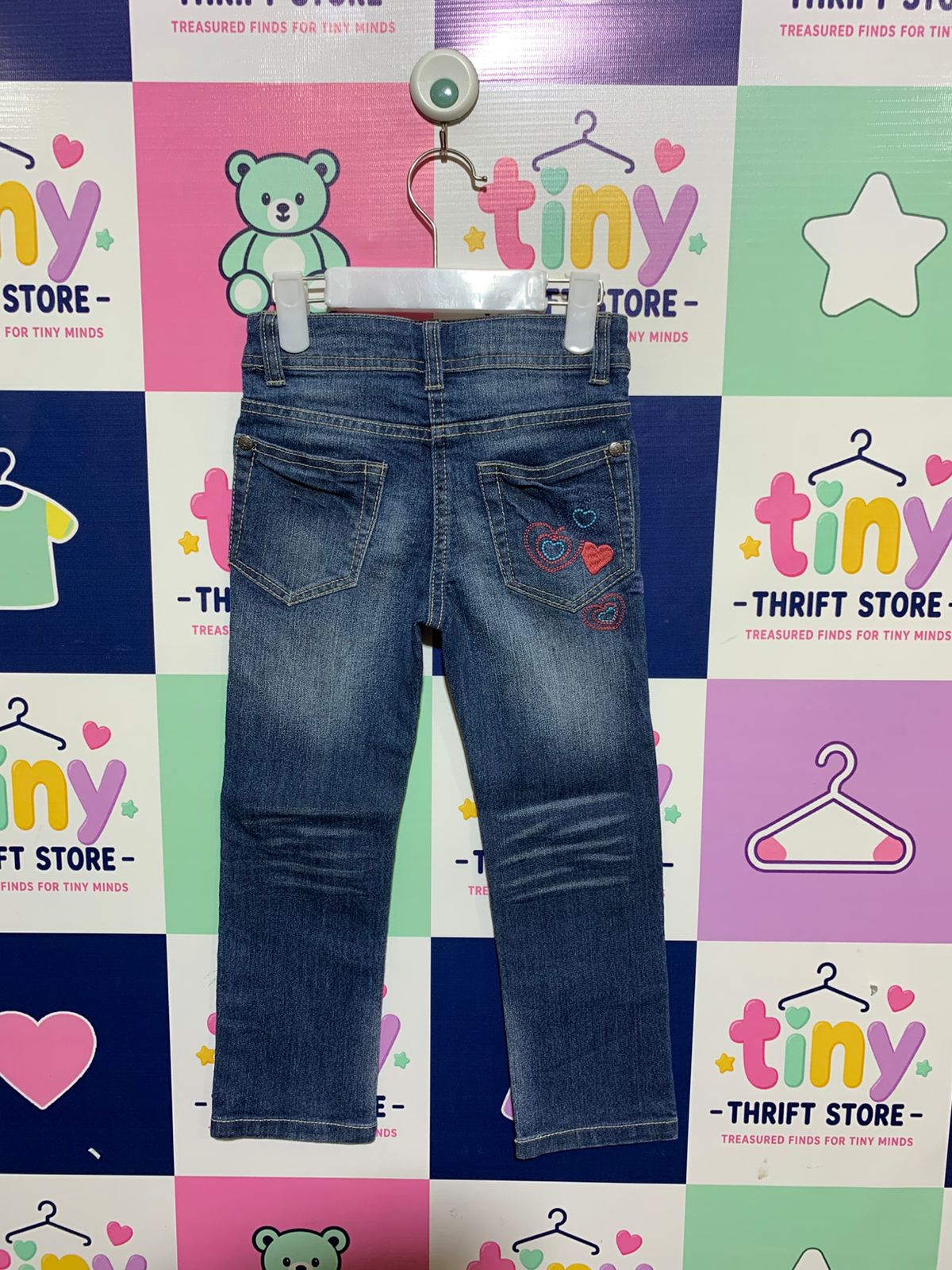 St. by Staccato Girls' Heart Embroidered Slim Fit Jeans - Size 4 Years AB1