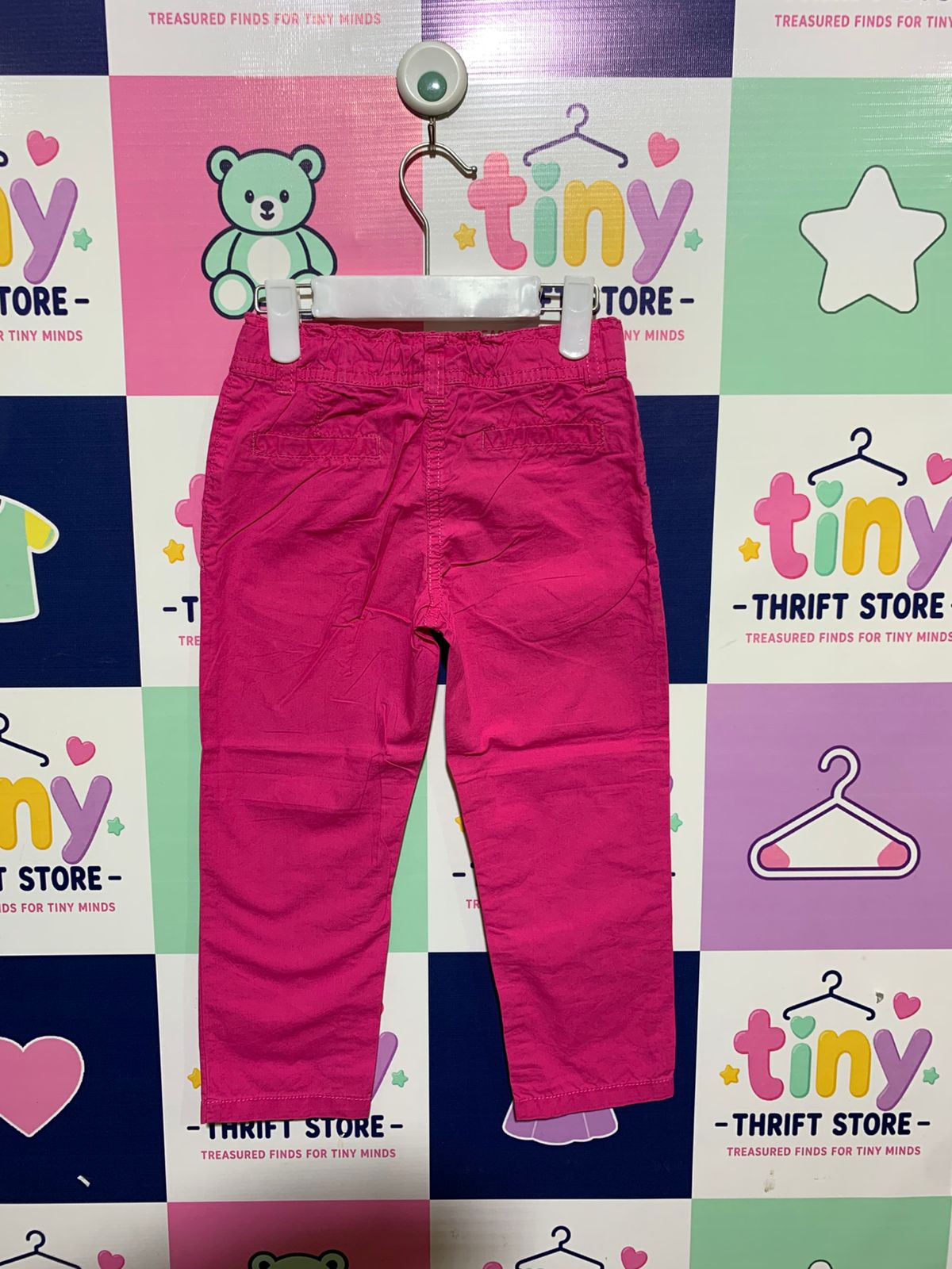 Panagino Girls' Vibrant Fuchsia Pink Chino Trousers - Size 3-4 Years AB1