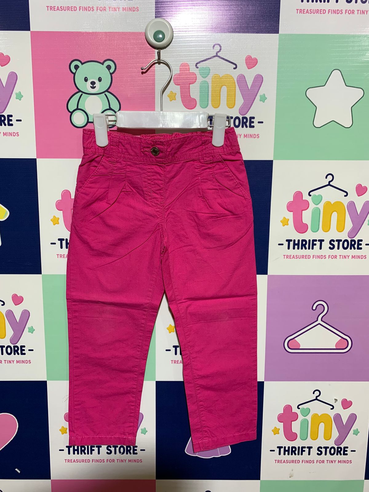 Panagino Girls' Vibrant Fuchsia Pink Chino Trousers - Size 3-4 Years AB1