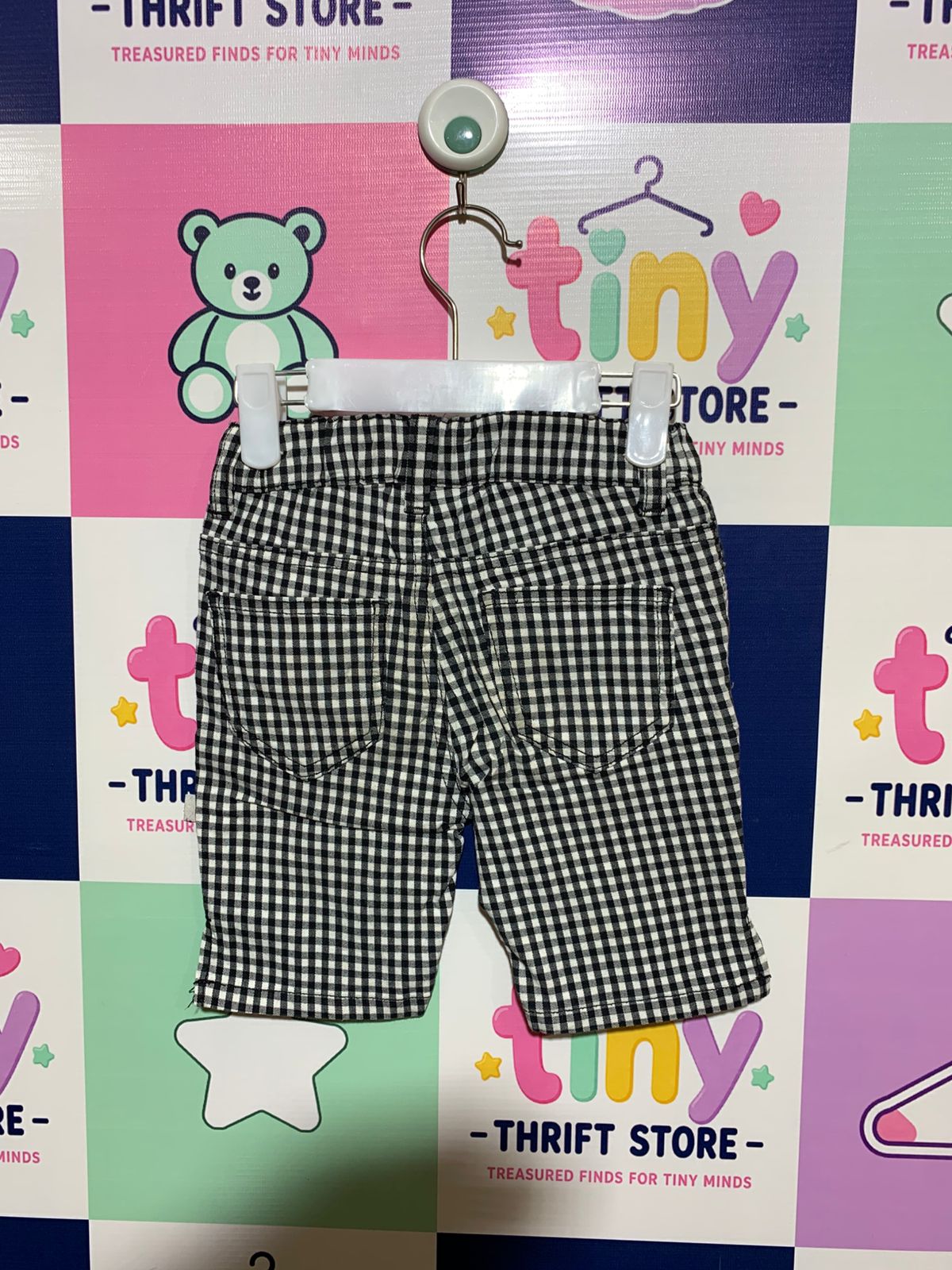 ELFINDOLL CLASSIC Kids Black & White Gingham Shorts - Size 3-4 Years AB1