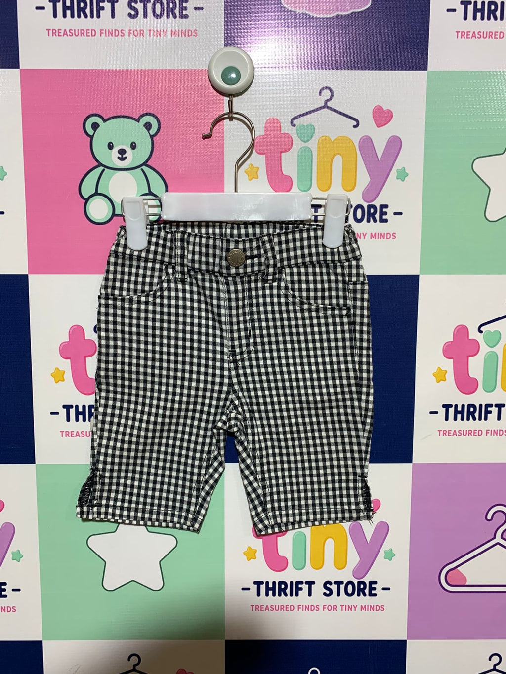 ELFINDOLL CLASSIC Kids Black & White Gingham Shorts - Size 3-4 Years AB1