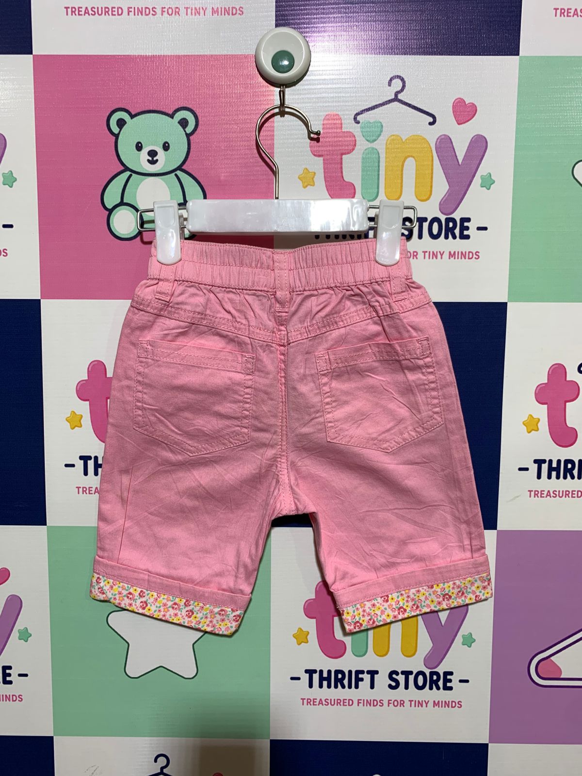 Toddler Girls' Pink Floral-Trimmed Cotton Shorts - Size 3-4 Years AB1