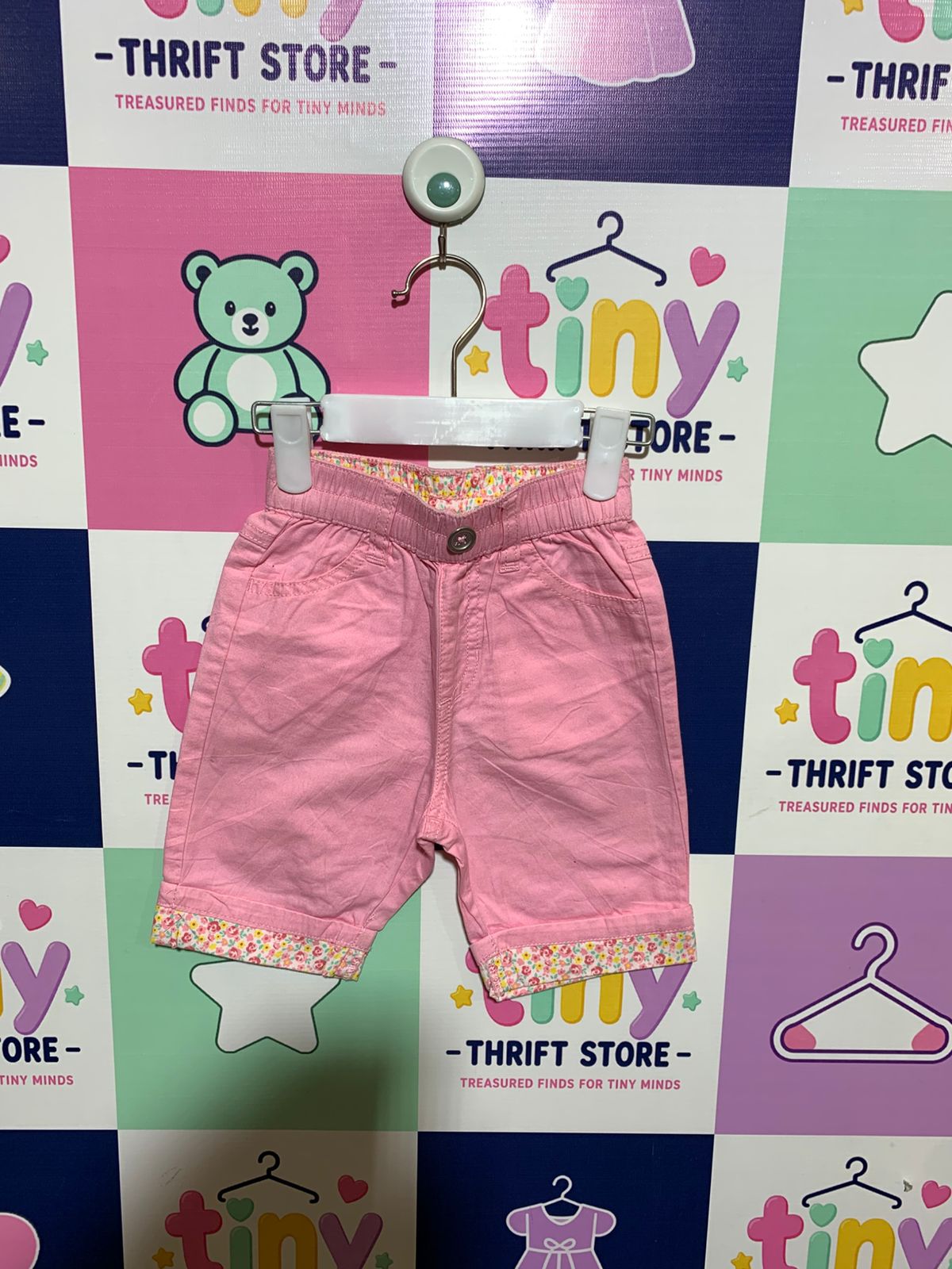 Toddler Girls' Pink Floral-Trimmed Cotton Shorts - Size 3-4 Years AB1