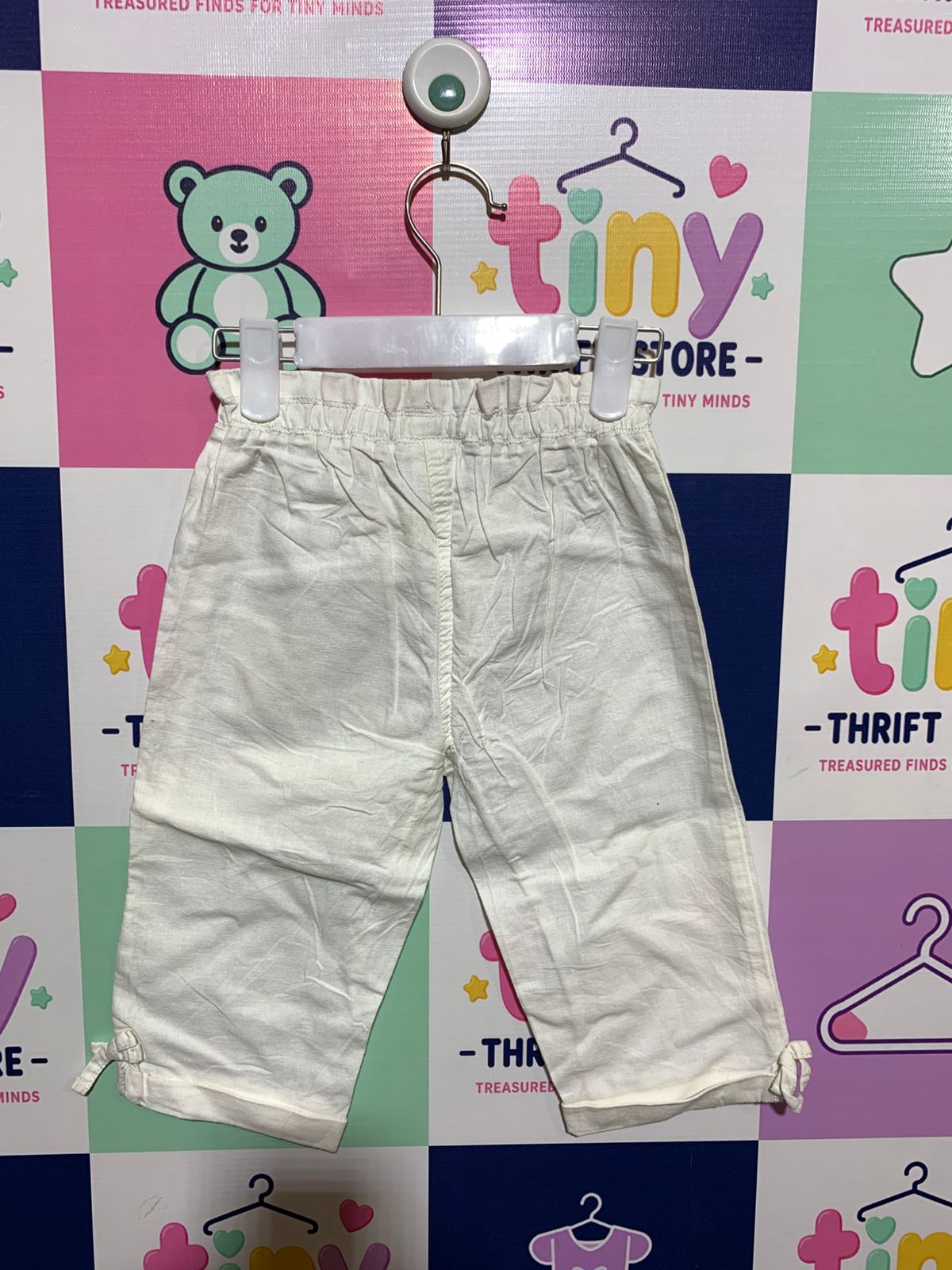 NEXT Toddler Girls' White Linen Blend Paperbag Trousers - Size 2-3 Years AB1