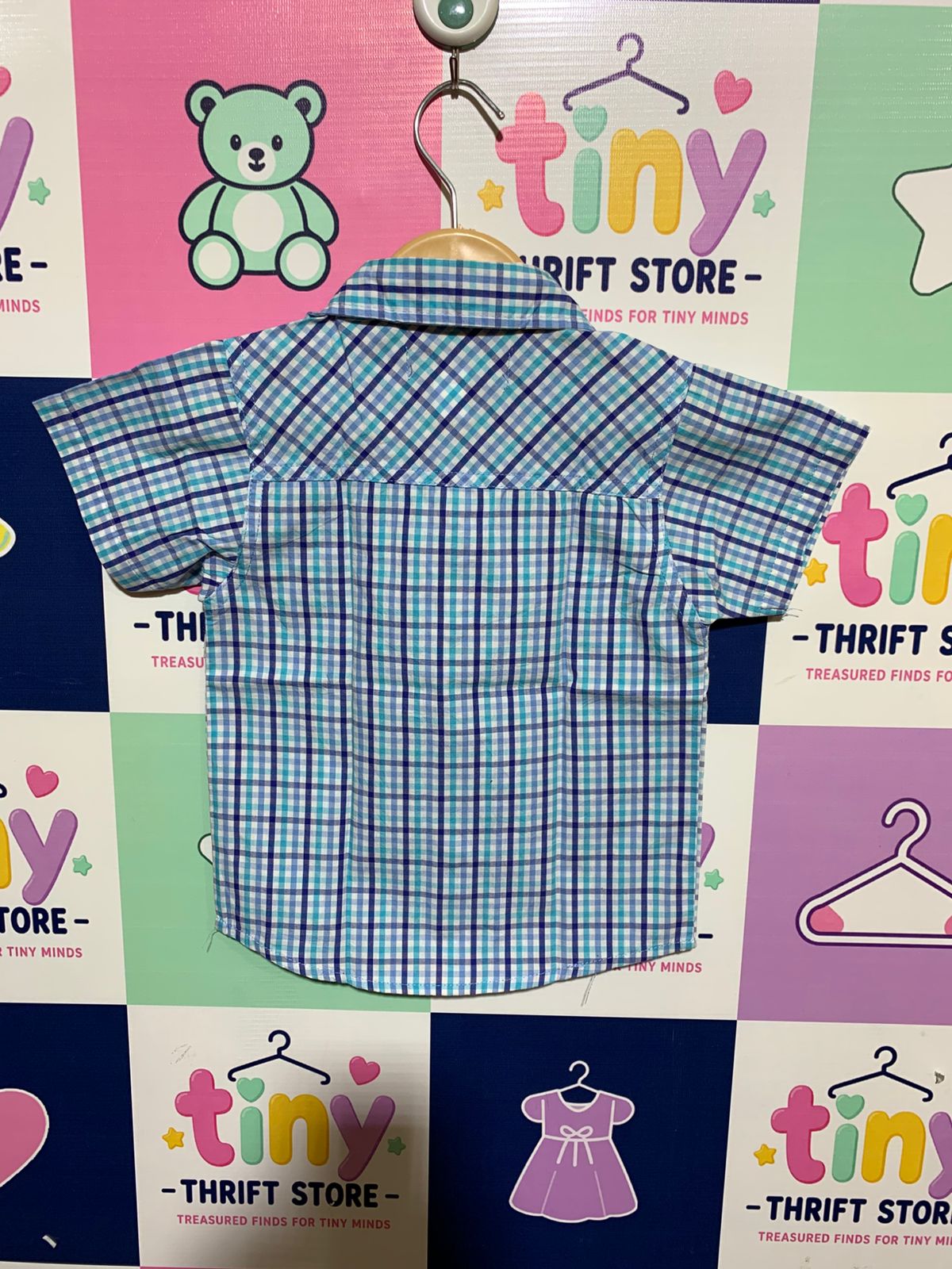U.S. Polo Assn. Toddler Boys' Blue Plaid Short Sleeve Shirt - Size 3T AB1