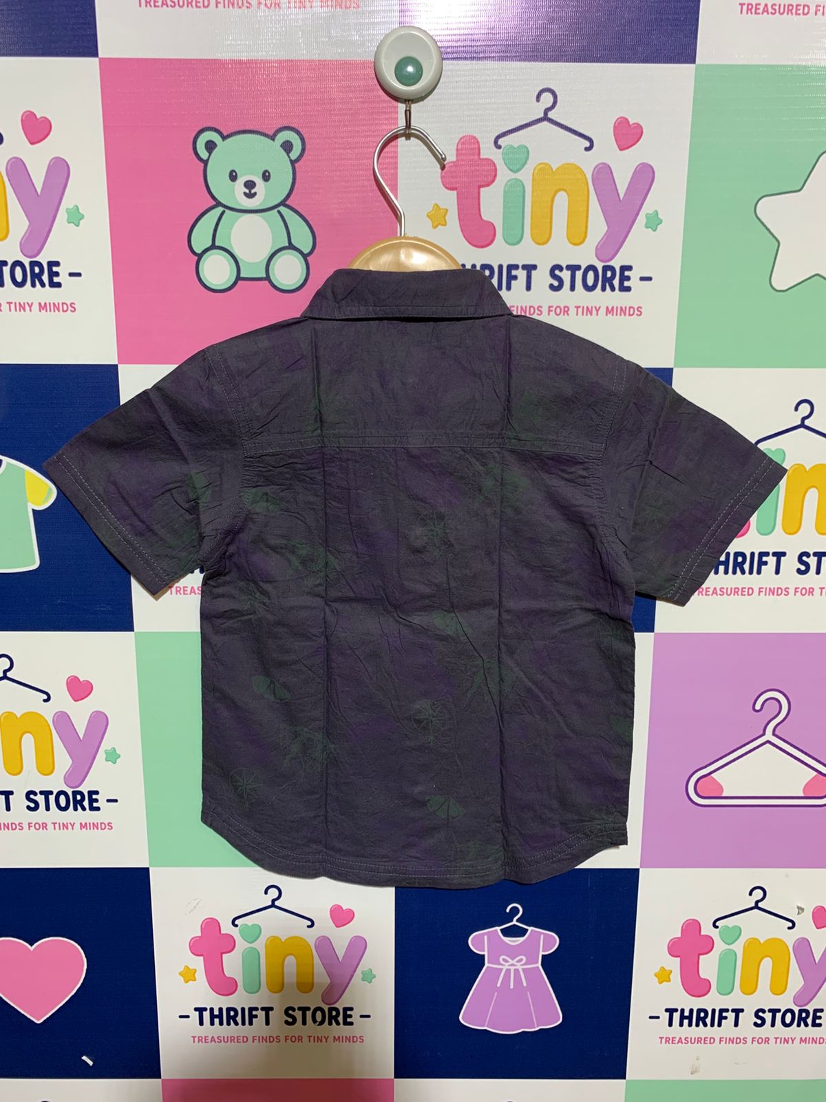 Sergent Major Boys' Purple Graphic Print Short Sleeve Shirt - Size 4 Years AB1