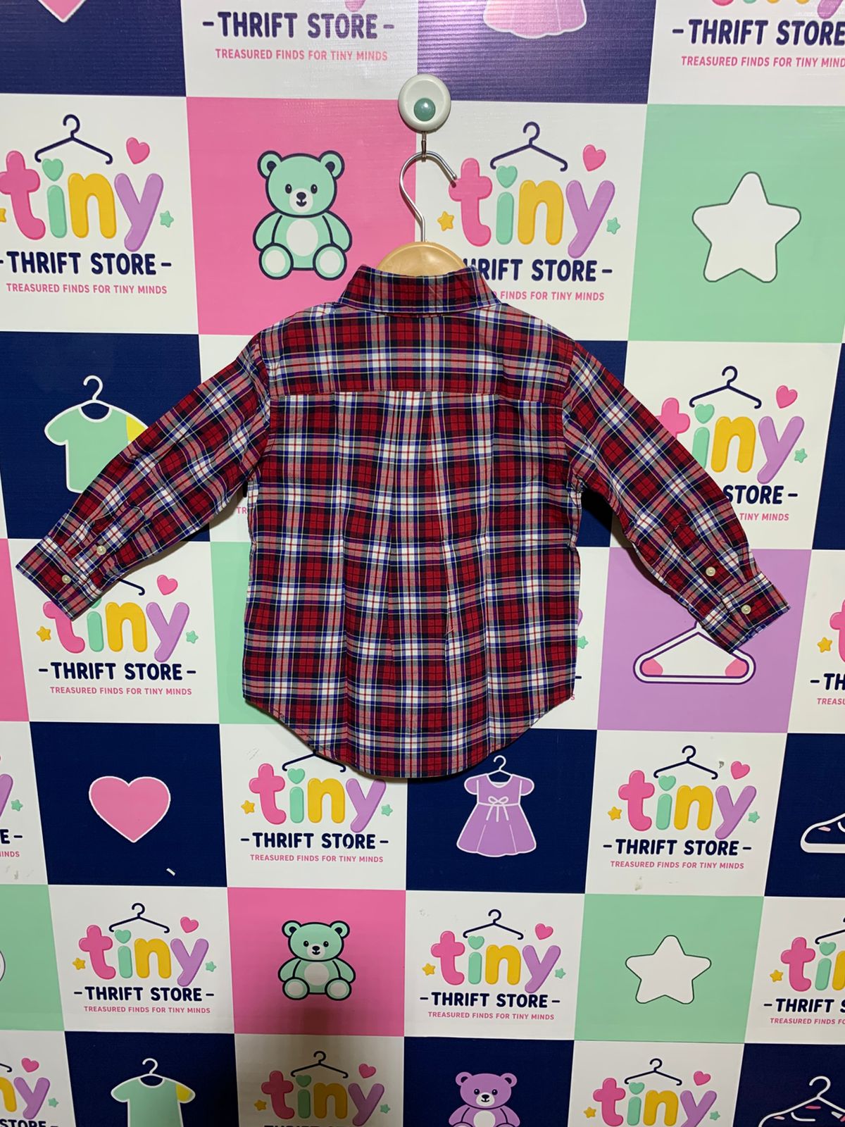 Ralph Lauren Toddler Boys' Red Plaid Long Sleeve Button-Down Shirt - Size 3T AB1