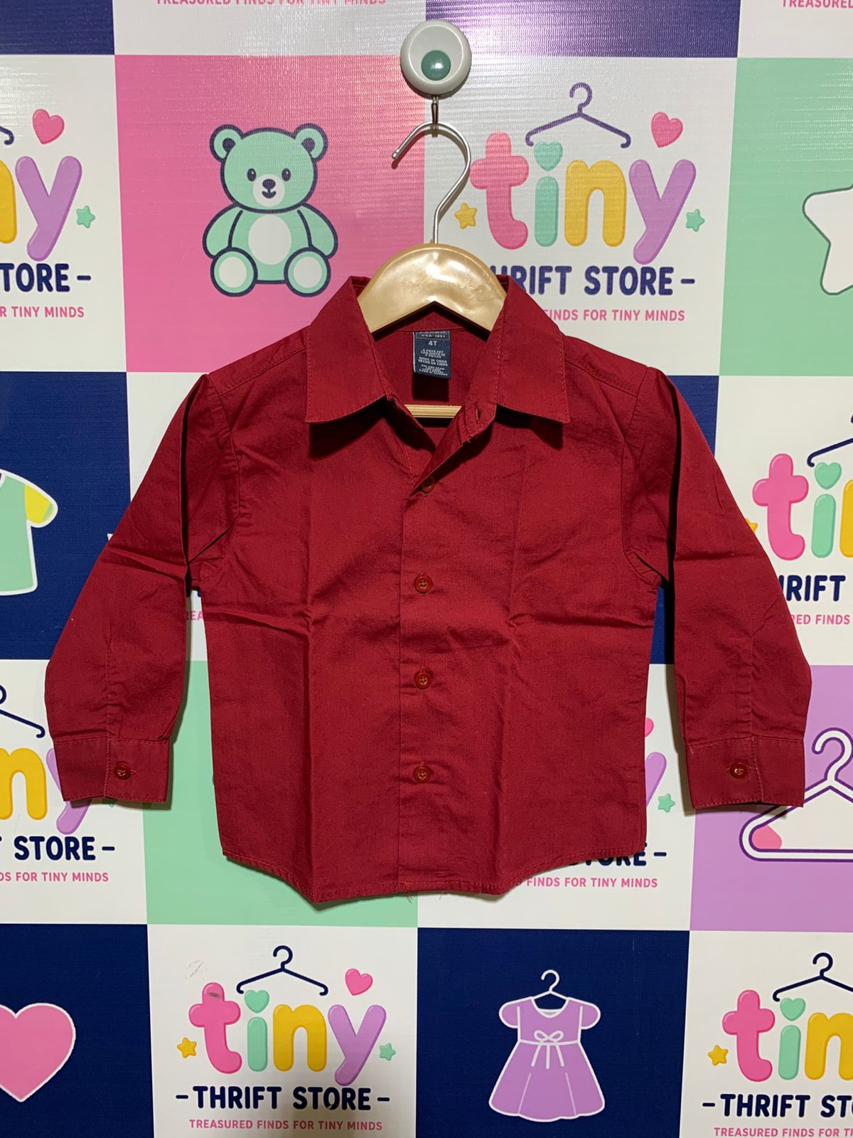ARROW USA 1851 Toddler Boys' Maroon Long-Sleeve Dress Shirt - Size 4T AB1