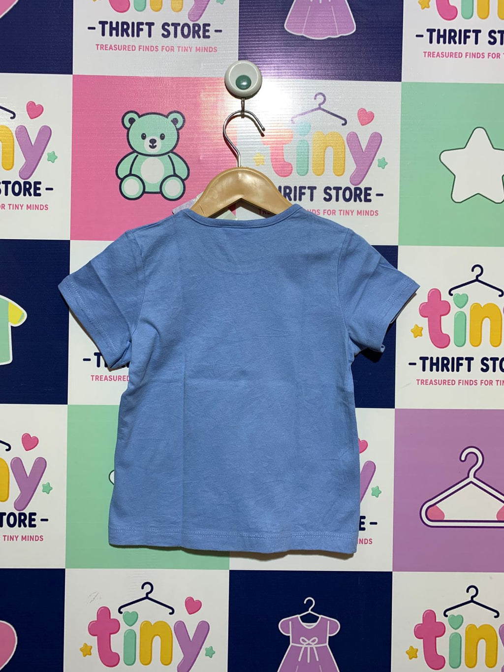 Disney Frozen Elsa & Anna Girls' Blue Graphic T-Shirt - Size 5-6 Years AB1