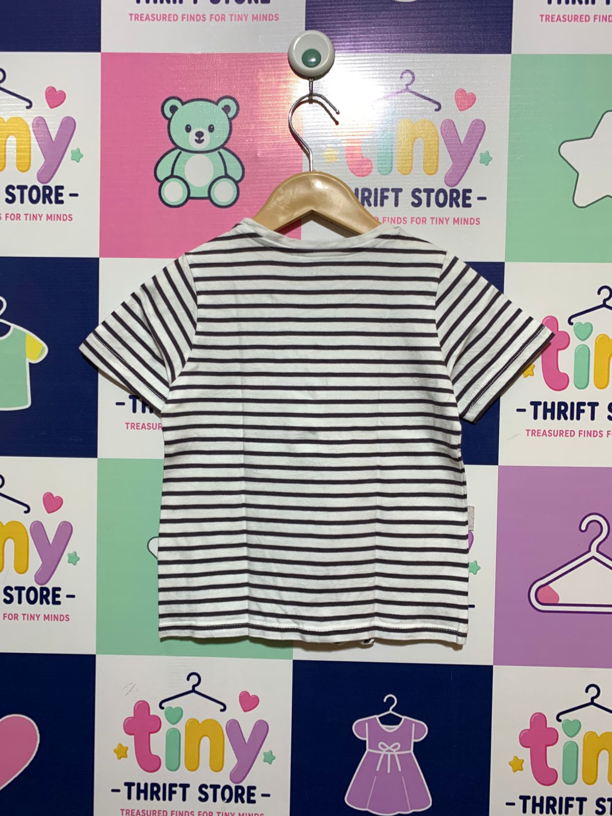 Nutmeg Girls' Striped Sequin Flower Tie-Front T-Shirt - Size 5-6 Years AB1
