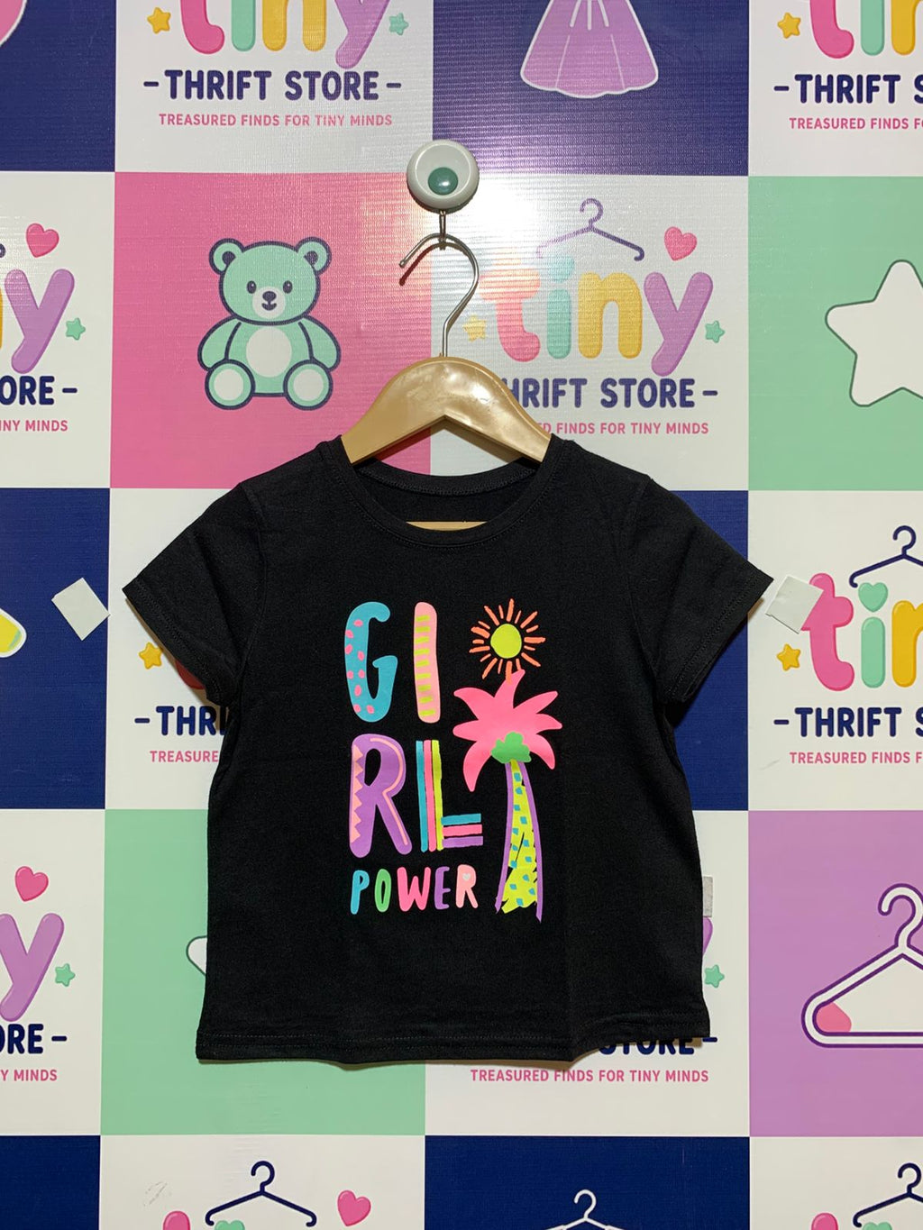 Garanimals Girls' Black "Girl Power" Palm Tree Graphic T-Shirt - Size 5T AB1