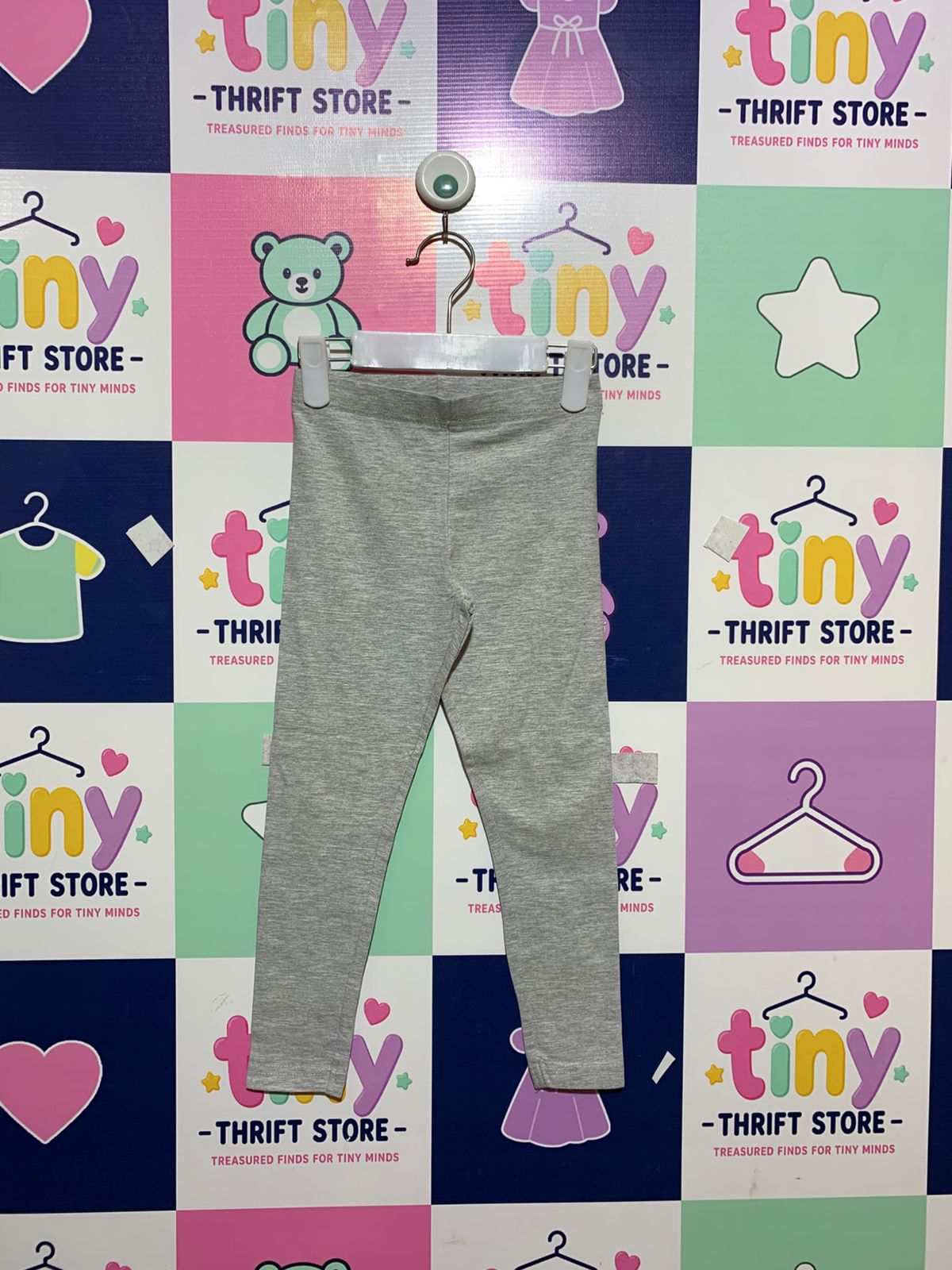 Primark Cares Girls' Heather Grey Essential Leggings - Size 5-6 Years AB1