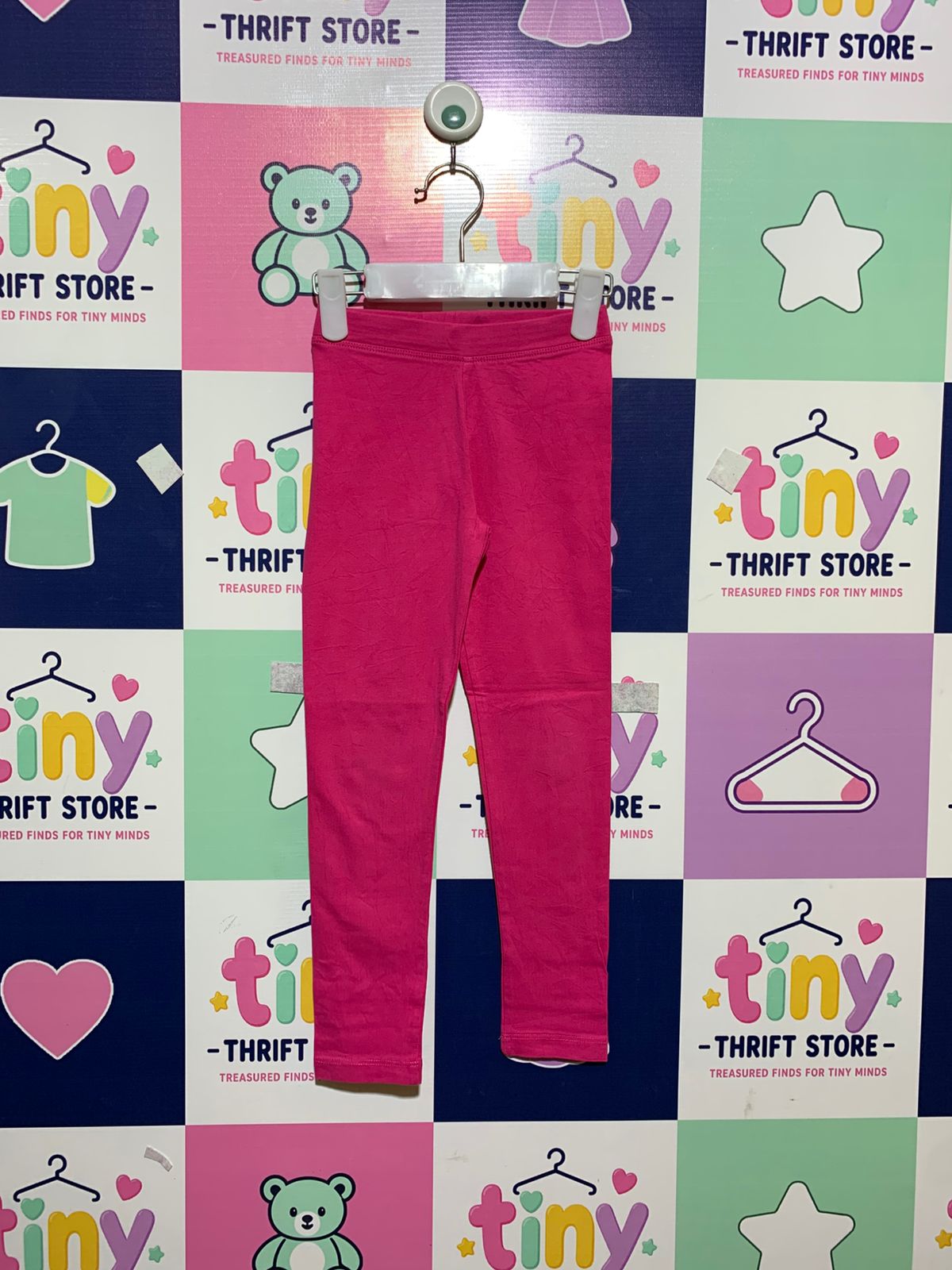 Spotted Zebra Girls' Vibrant Pink Cotton Stretch Leggings - Size 4-5 Years AB1