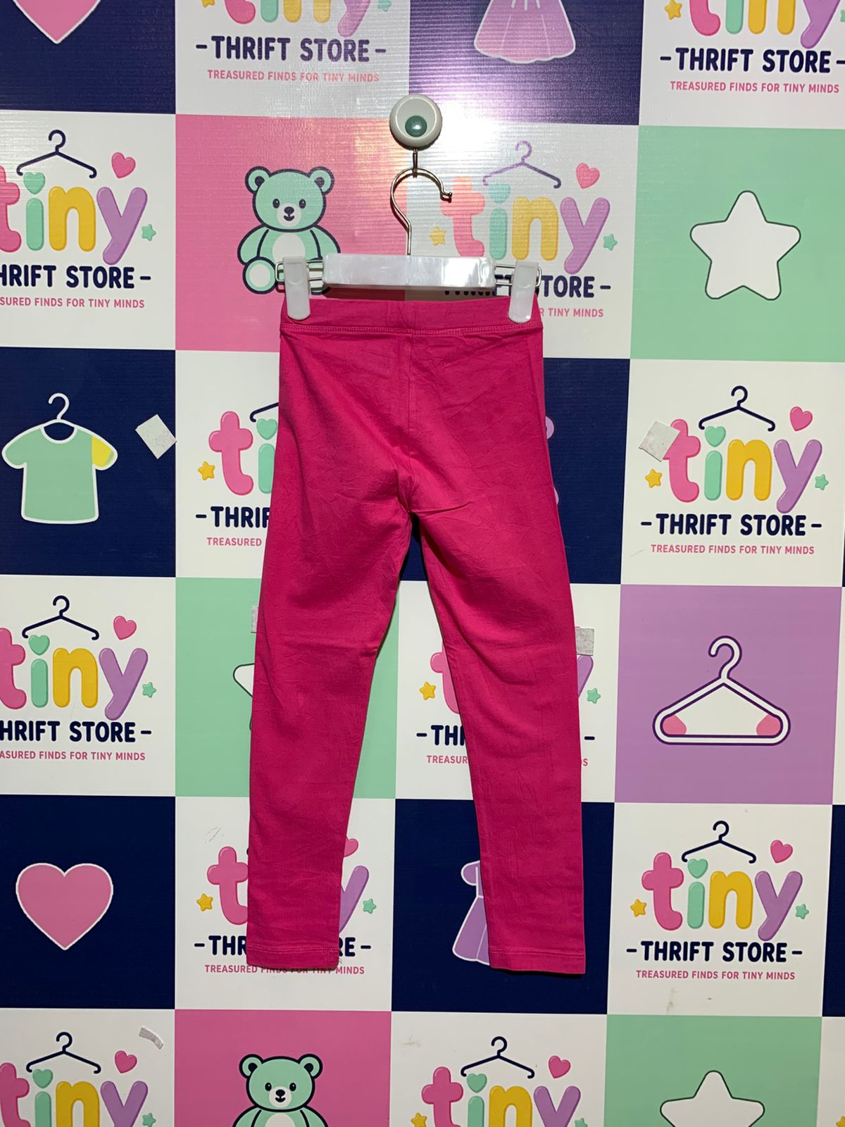 Spotted Zebra Girls' Vibrant Pink Cotton Stretch Leggings - Size 4-5 Years AB1