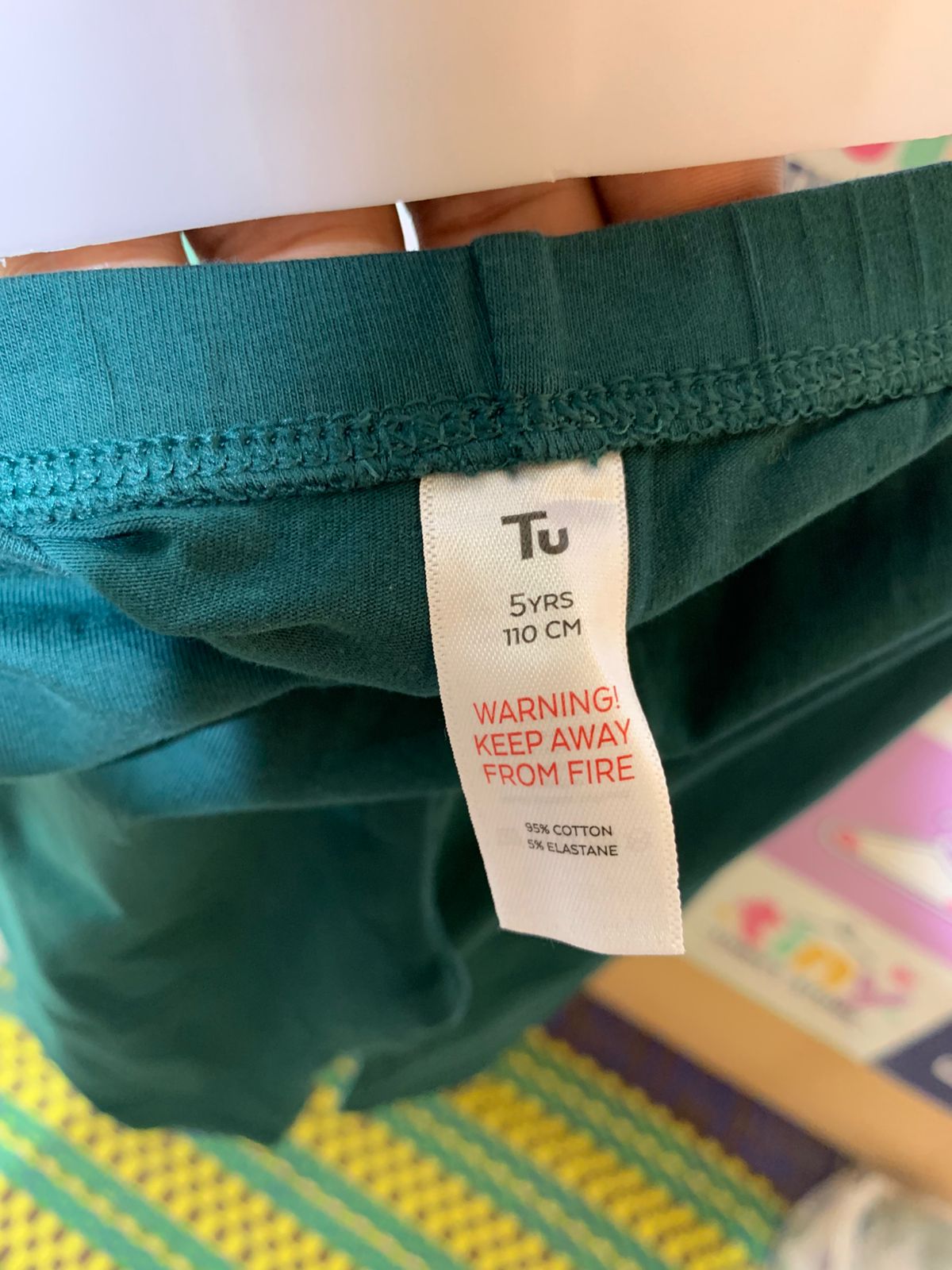 Tu Kids Forest Green Essential Cotton Stretch Leggings - Size 5 Years AB1