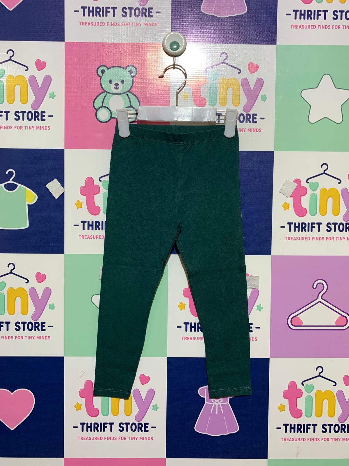 Tu Kids Forest Green Essential Cotton Stretch Leggings - Size 5 Years AB1