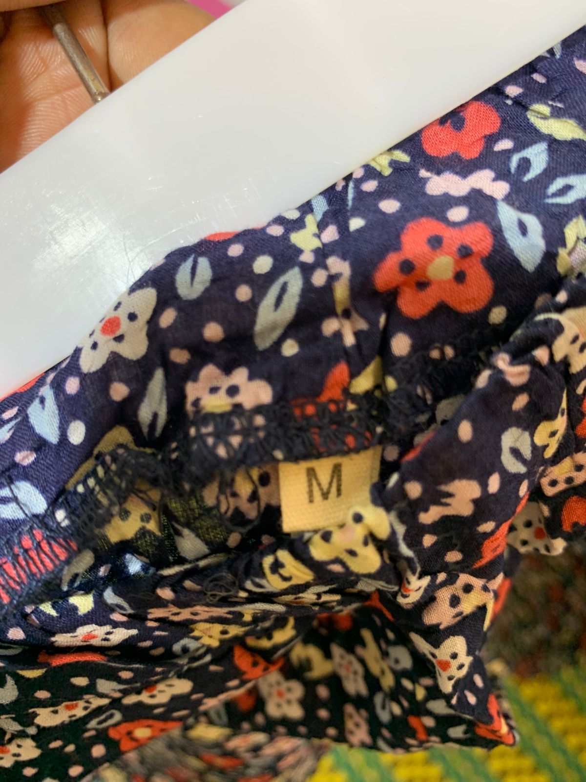 Girls' Navy Ditsy Floral Balloon Harem Pants - Size Medium AB1