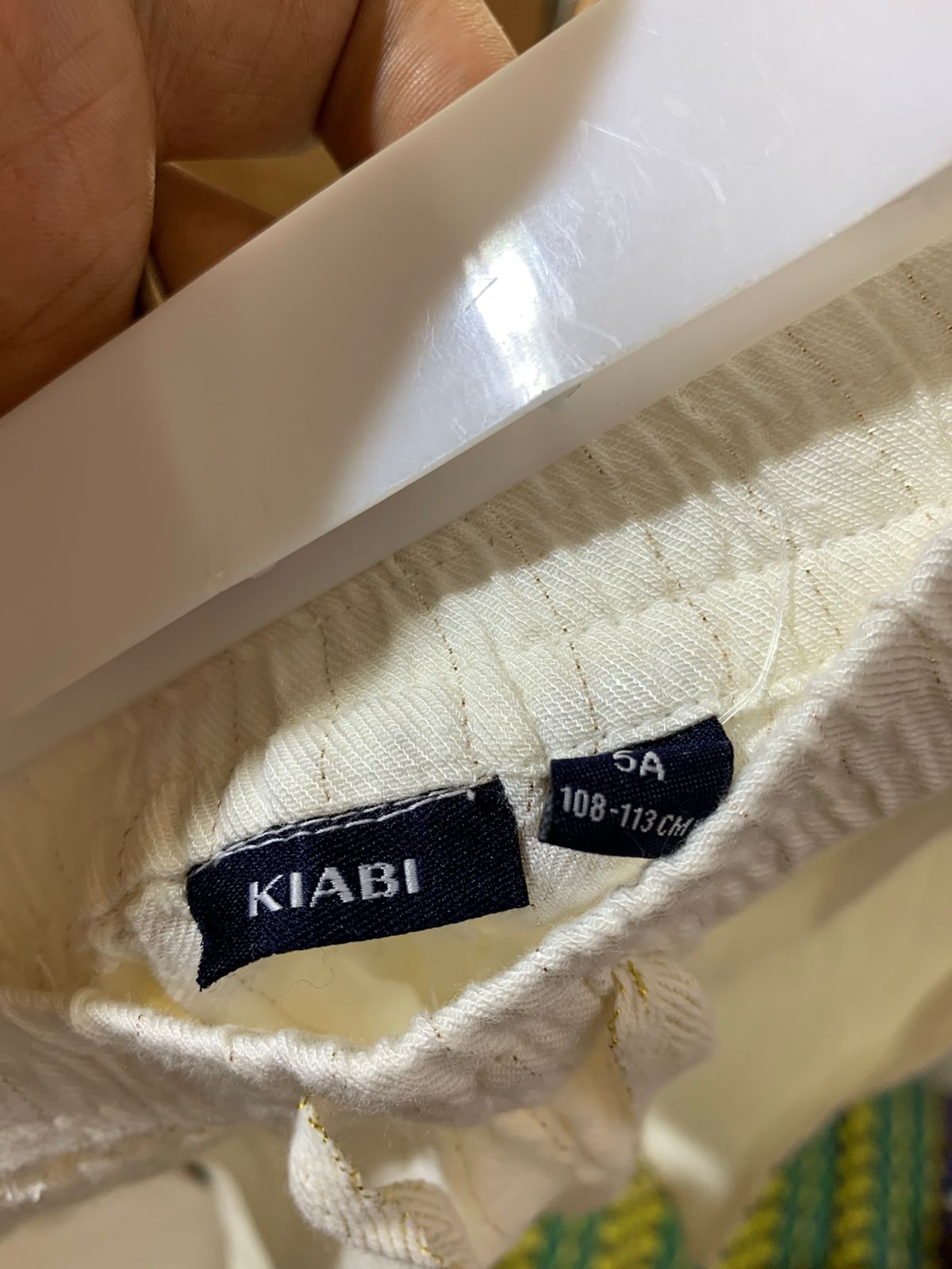 Kiabi Girls' Off-White Striped Linen-Blend Trousers - Size 5 Years AB1