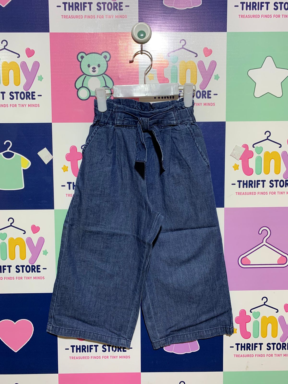 Girls' Japanese Boutique Paperbag Waist Denim Culottes - Size 4-5 Years AB1