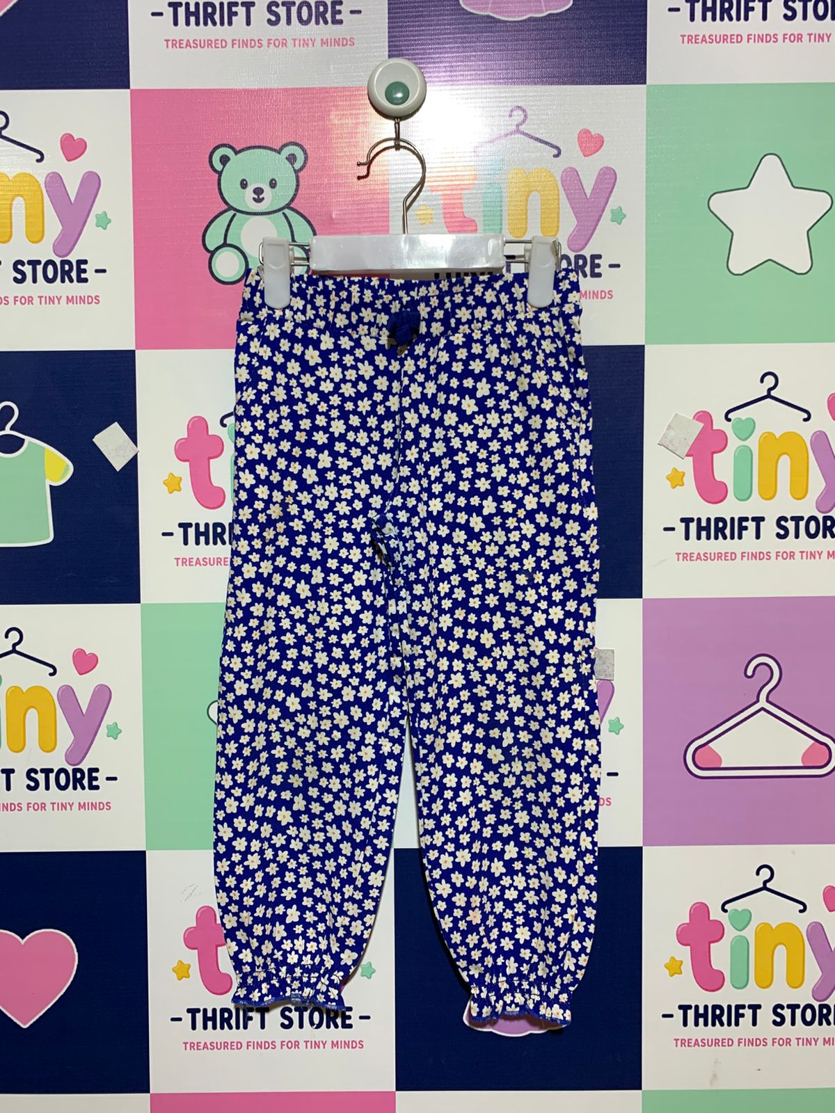 C&A Girls' Royal Blue Daisy Print Harem Pants - Size 5 Years AB1