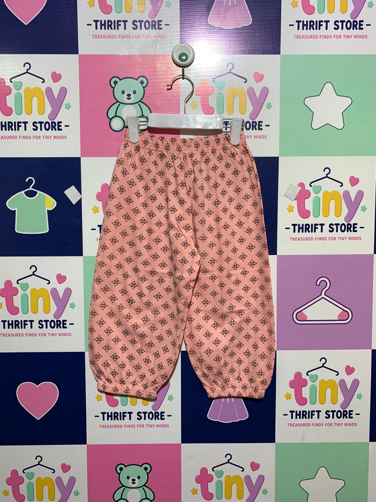 SSF Kids Peach Geometric Print Harem Pants - Size 4-5 Years AB1